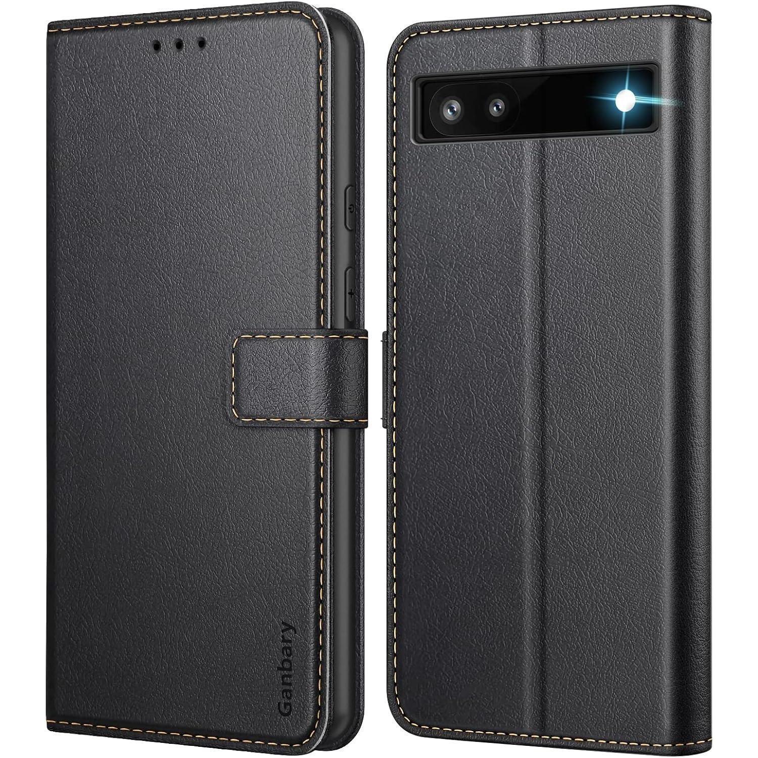 Leder Handyhülle Klappbar Für Google Pixel 6a Schwarz