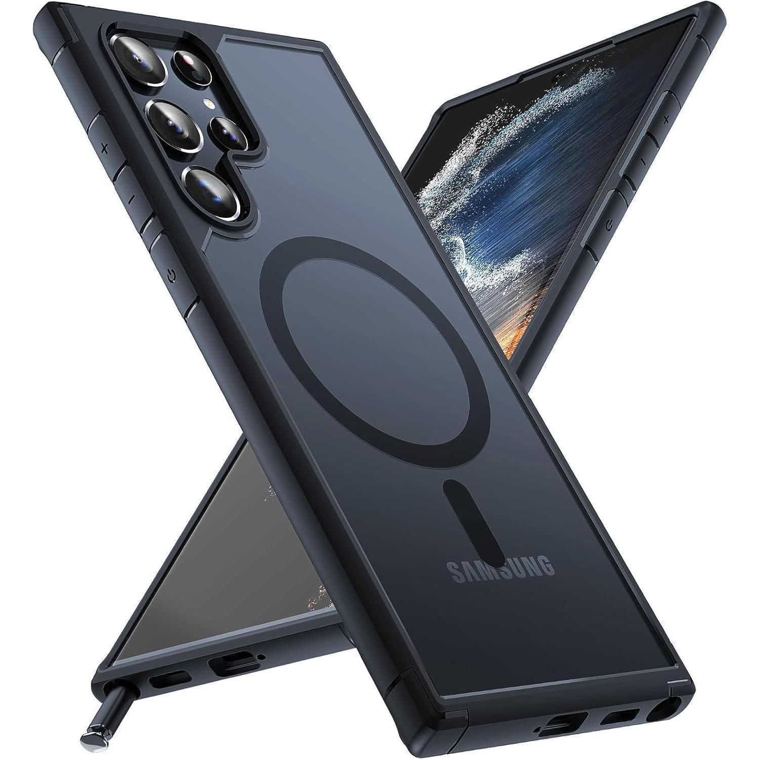 Hülle S22 Ultra Magsafe Stoßfest Kameraschutz Galaxy S22 Ultra Schwarz