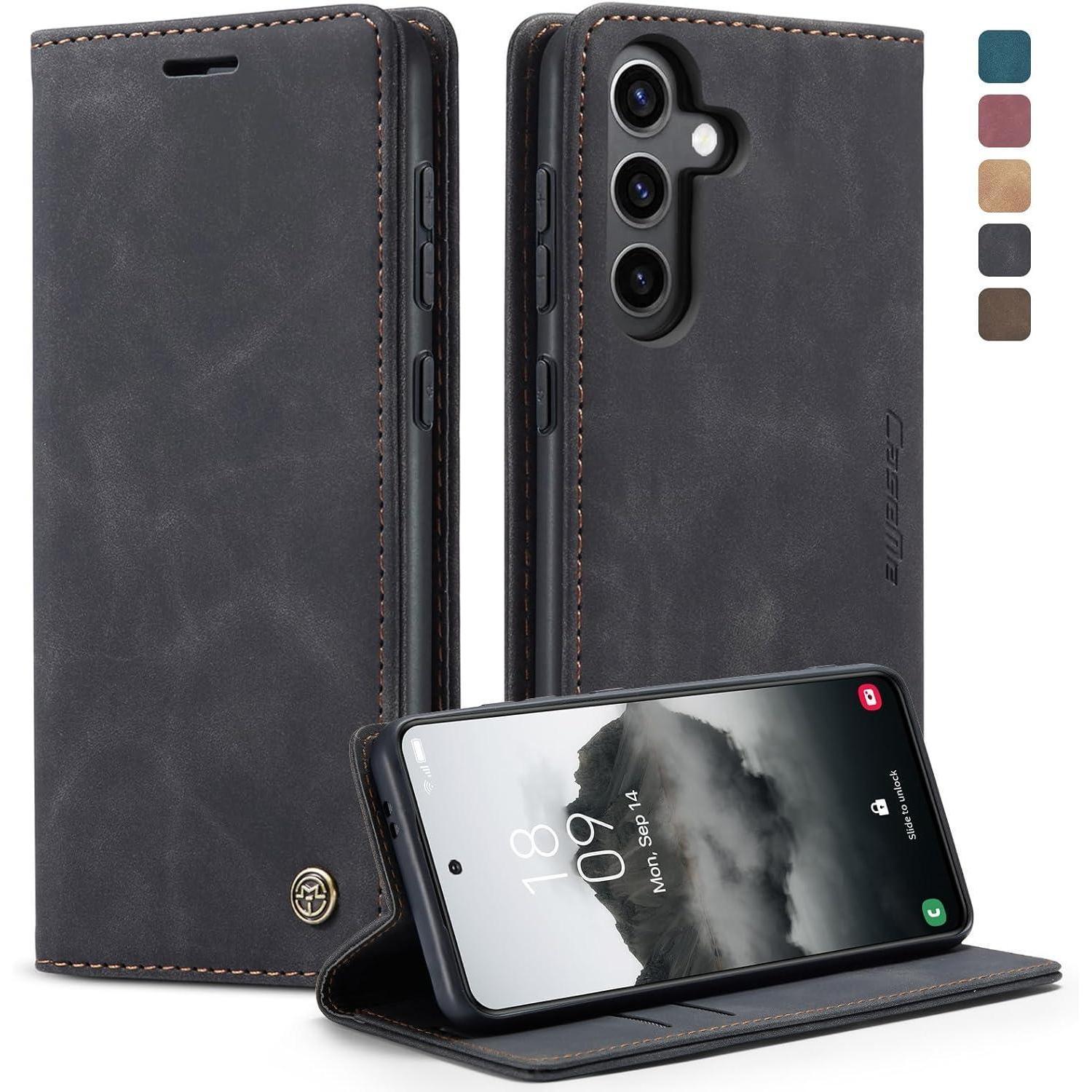 Schwarze Kzb Handyhülle Samsung Galaxy S24 5g Leder Flip Case Magnet Stand