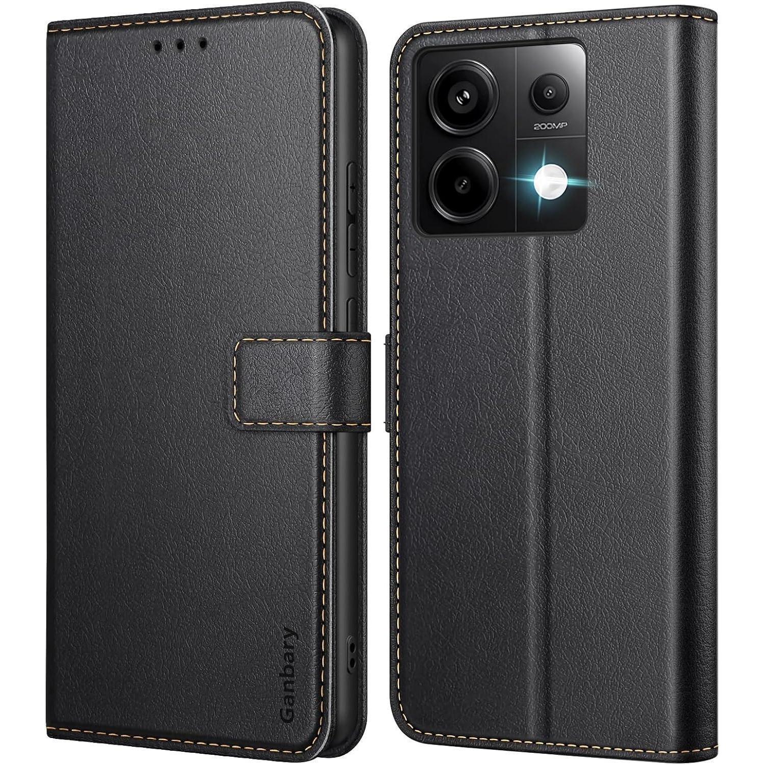 Leder Handyhülle Xiaomi Redmi Note 13 Pro 5g Schwarz Schutz Case
