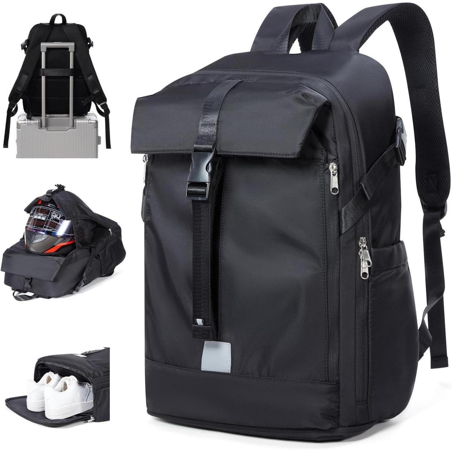 Motorradrucksack Helmrucksack Schuhfach Laptop 15inch I-schwarz S