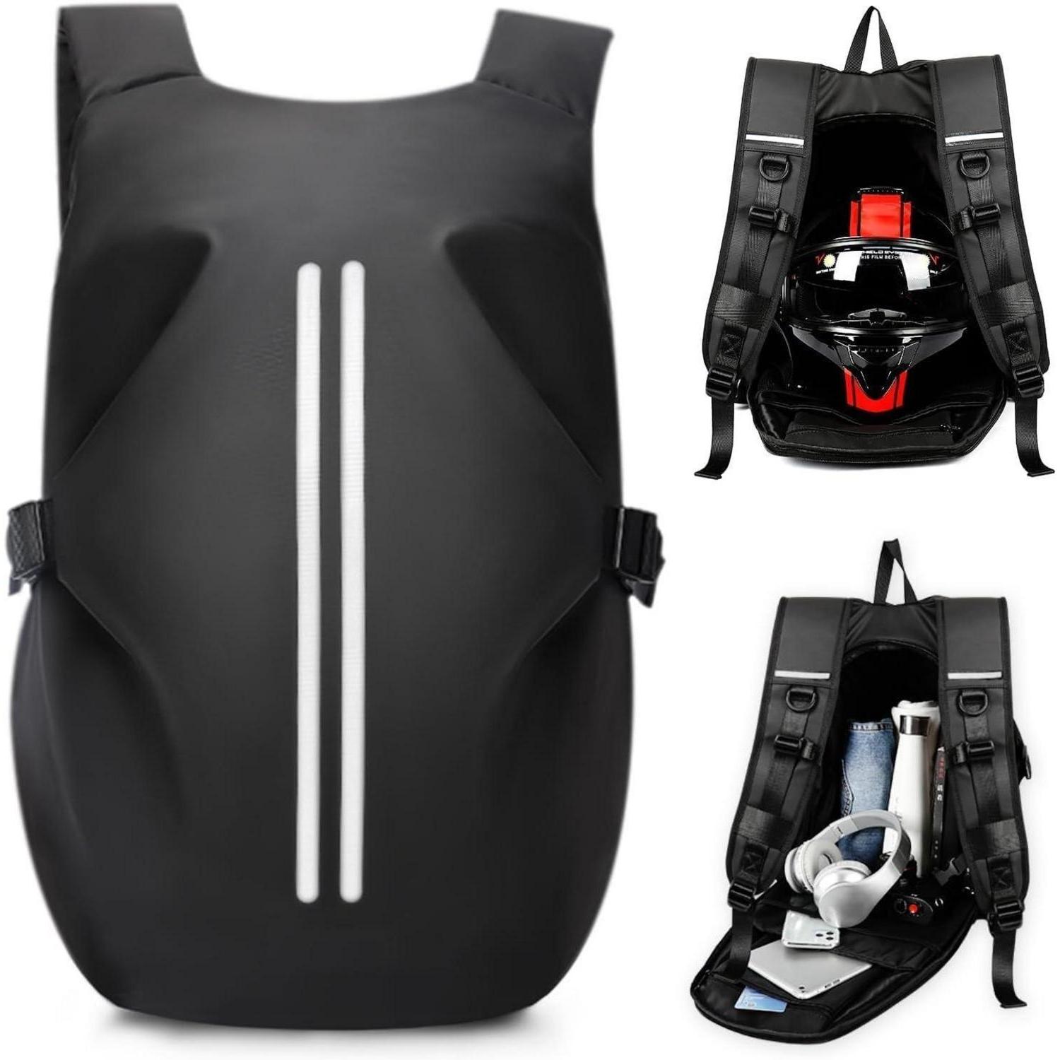 Motorradrucksack Helmrucksack Laptoptasche Herren Damen H-schwarz L