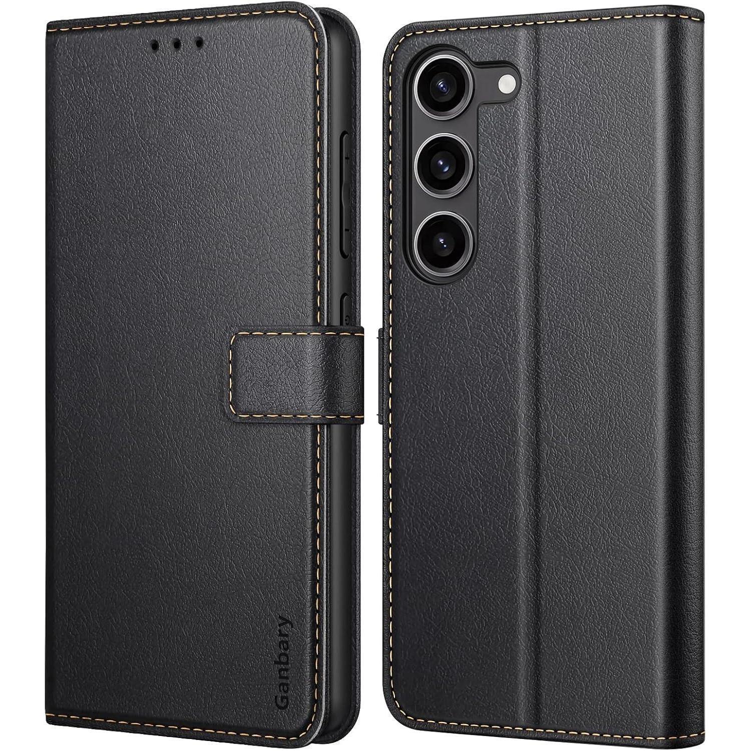 Samsung Galaxy S23 5g Handyhülle Schwarz Leder Klapphülle Standfunktion