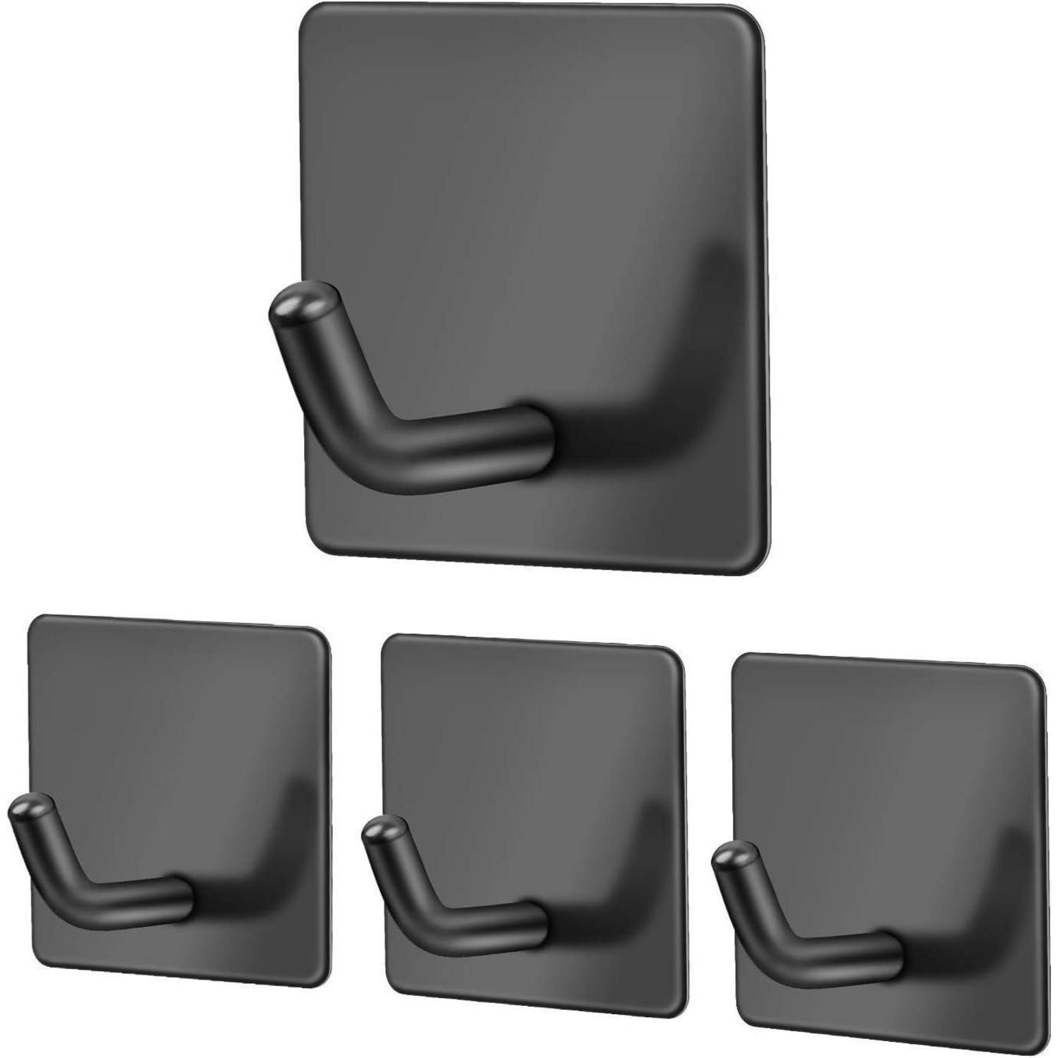 Handtuchhaken Selbstklebend Schwarz 4er Pack