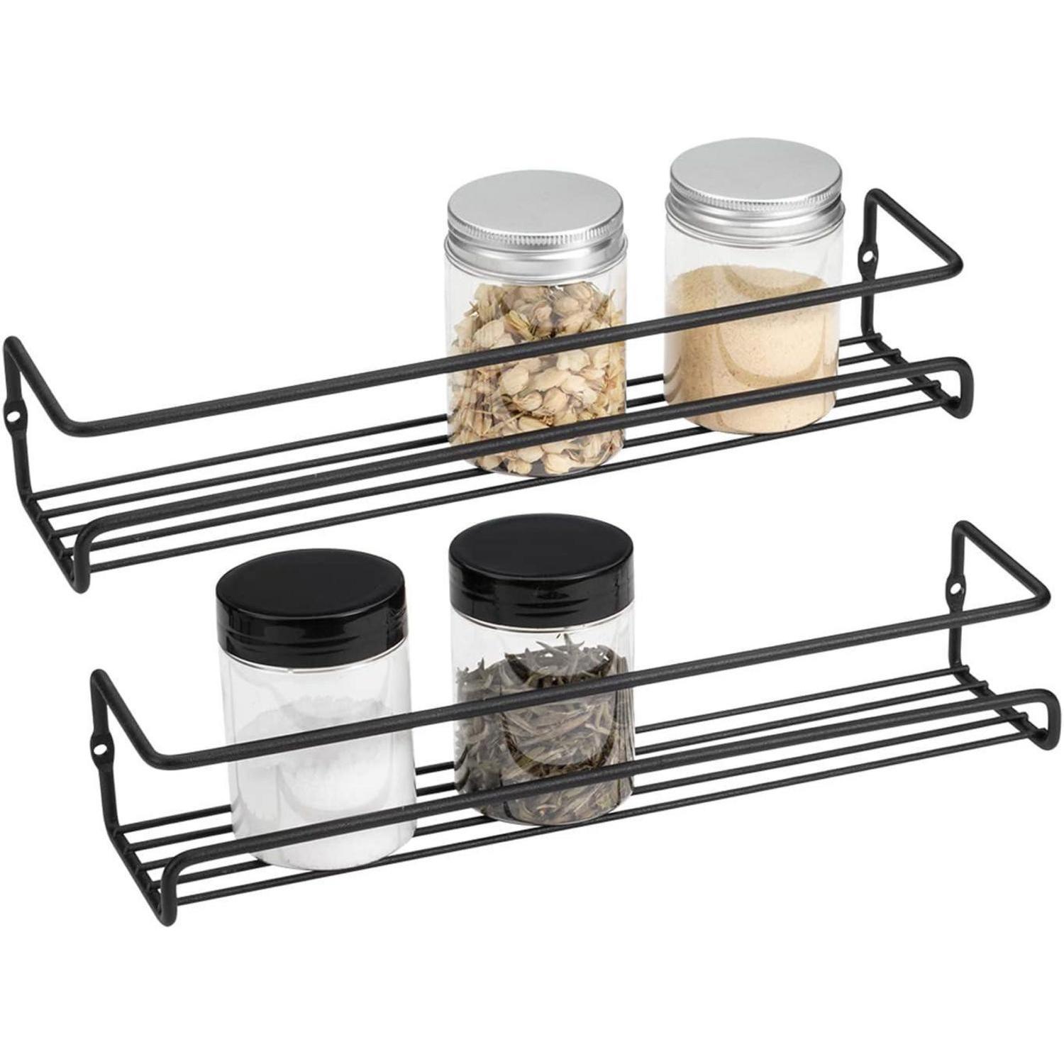 Wandgewürzregal Organizer Set 2 Stück Schwarz Kleine Größe