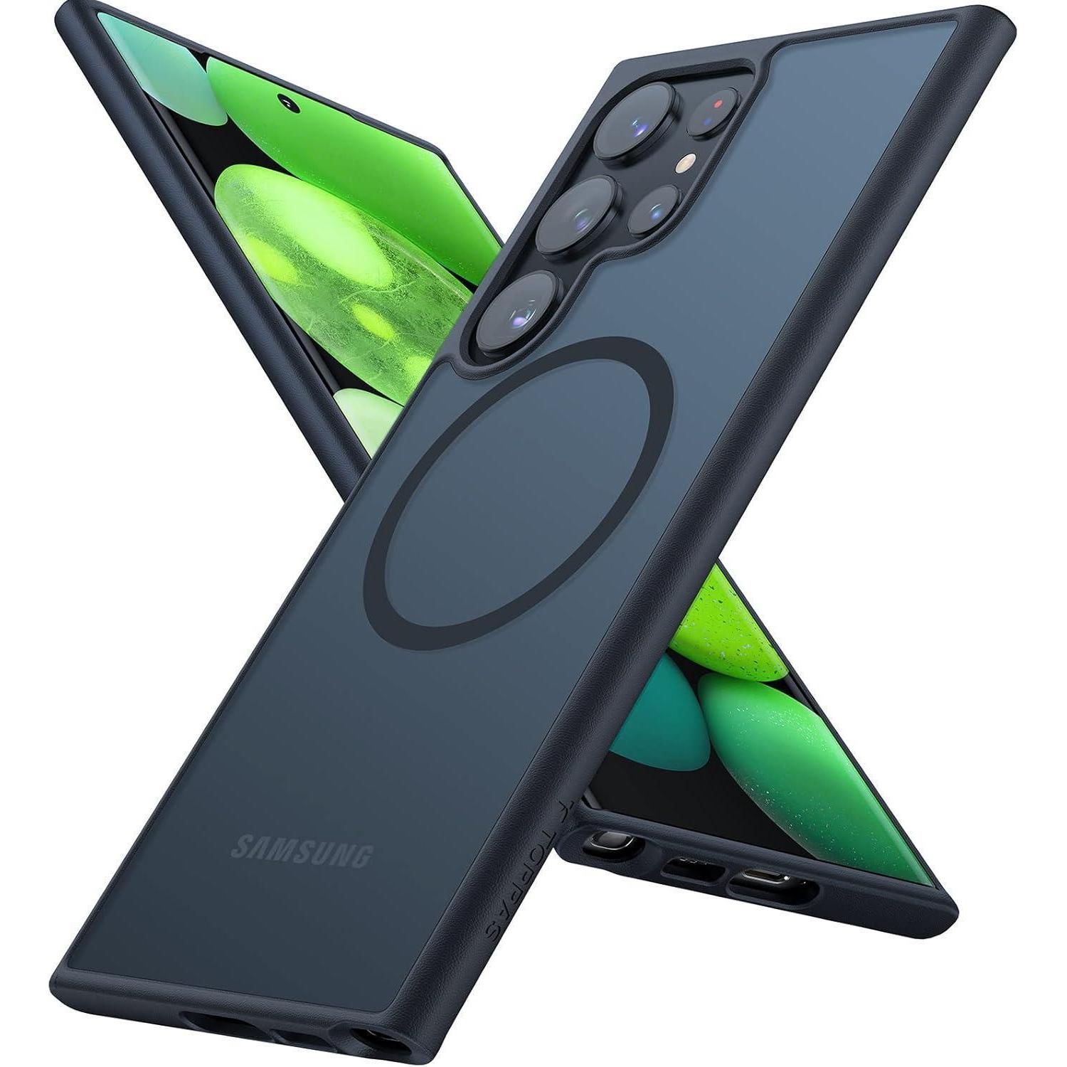 Torras Samsung Galaxy S23 Ultra Hülle 5g Stoßfest Matt Schwarz Magnetisch