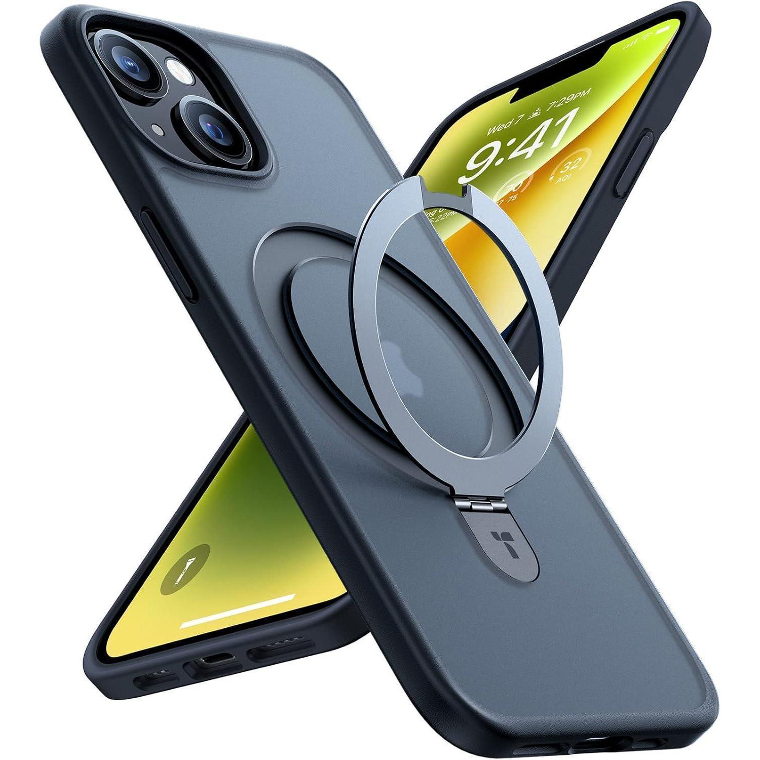 Torras Ostand Iphone 13 14 Hülle Magsafe Magnetisch Stoßfest Schwarz