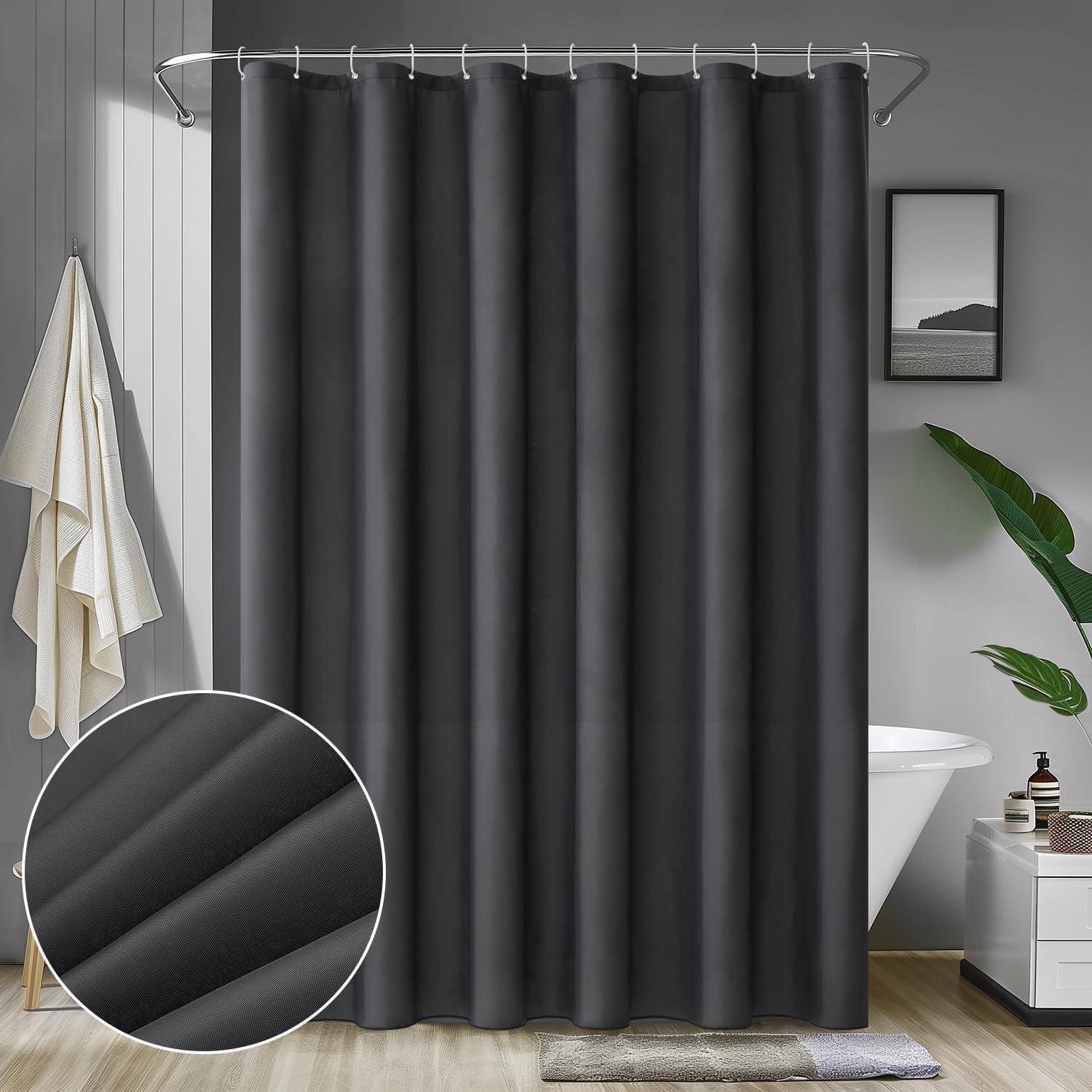 Schwarzer Duschvorhang 200x240cm Wasserdicht Anti-schimmel Textil 14 Ringe
