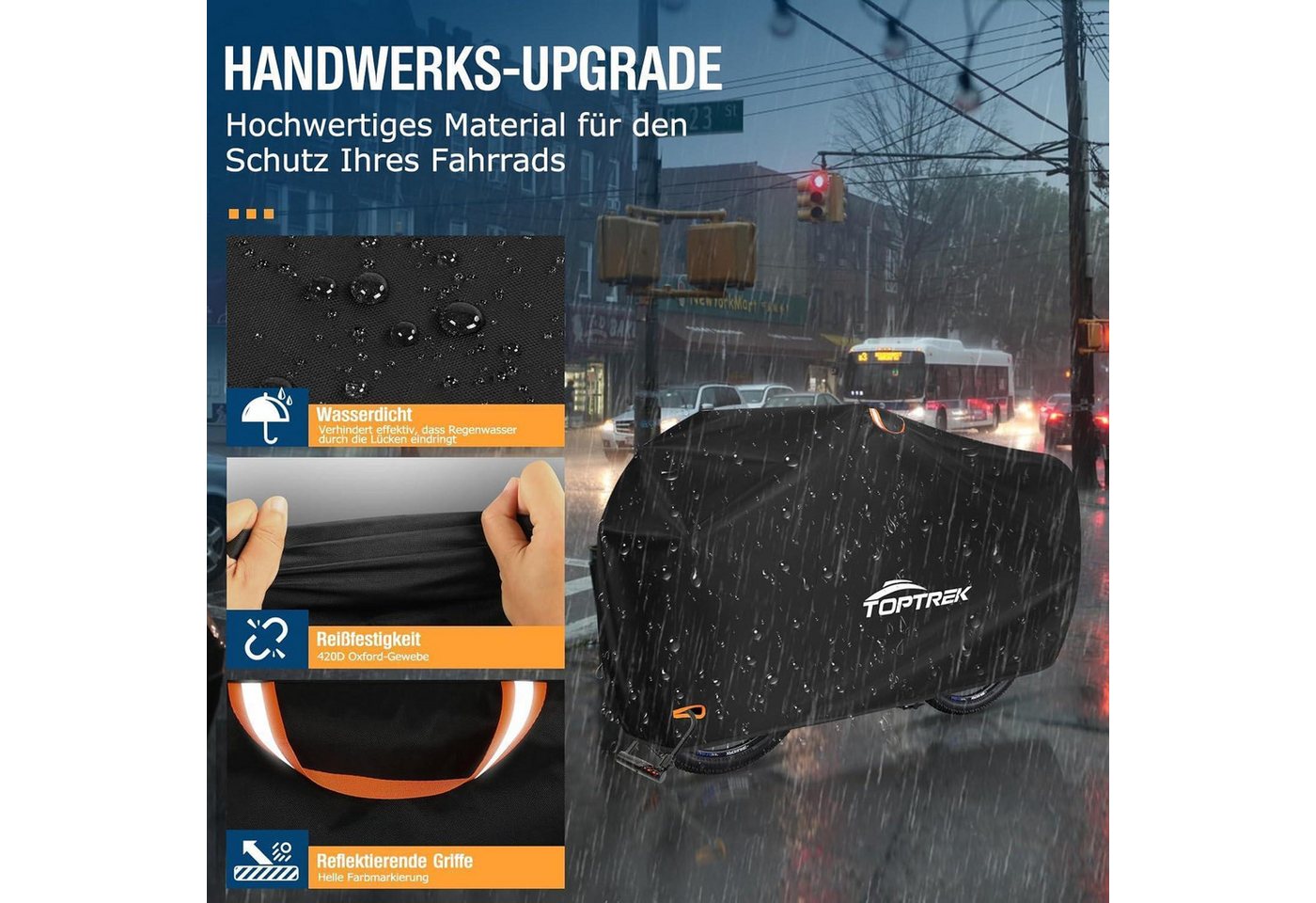 Toptrek Fahrradabdeckung Wasserdicht 420d Oxford-gewebe Regenschutz Bild 4