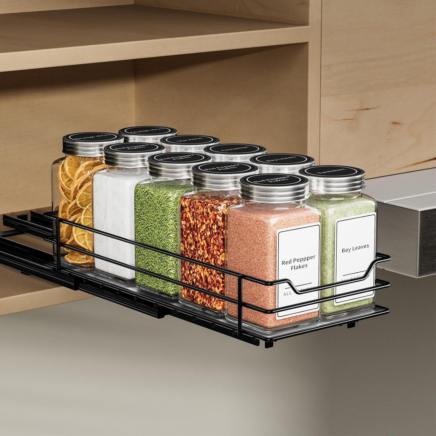 Ausziehbares Gewürzregal Schwarz Für Schrank Organizer - Platzsparend