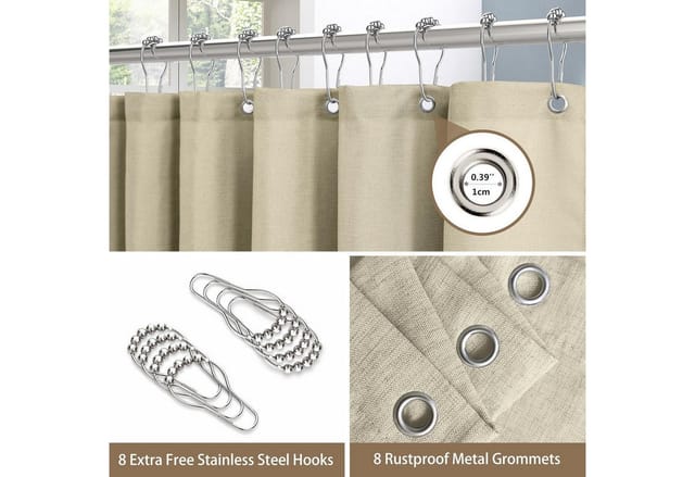 Duschvorhang Metallringe Leinen Taupe H182 X B122 Cm 1er Pack