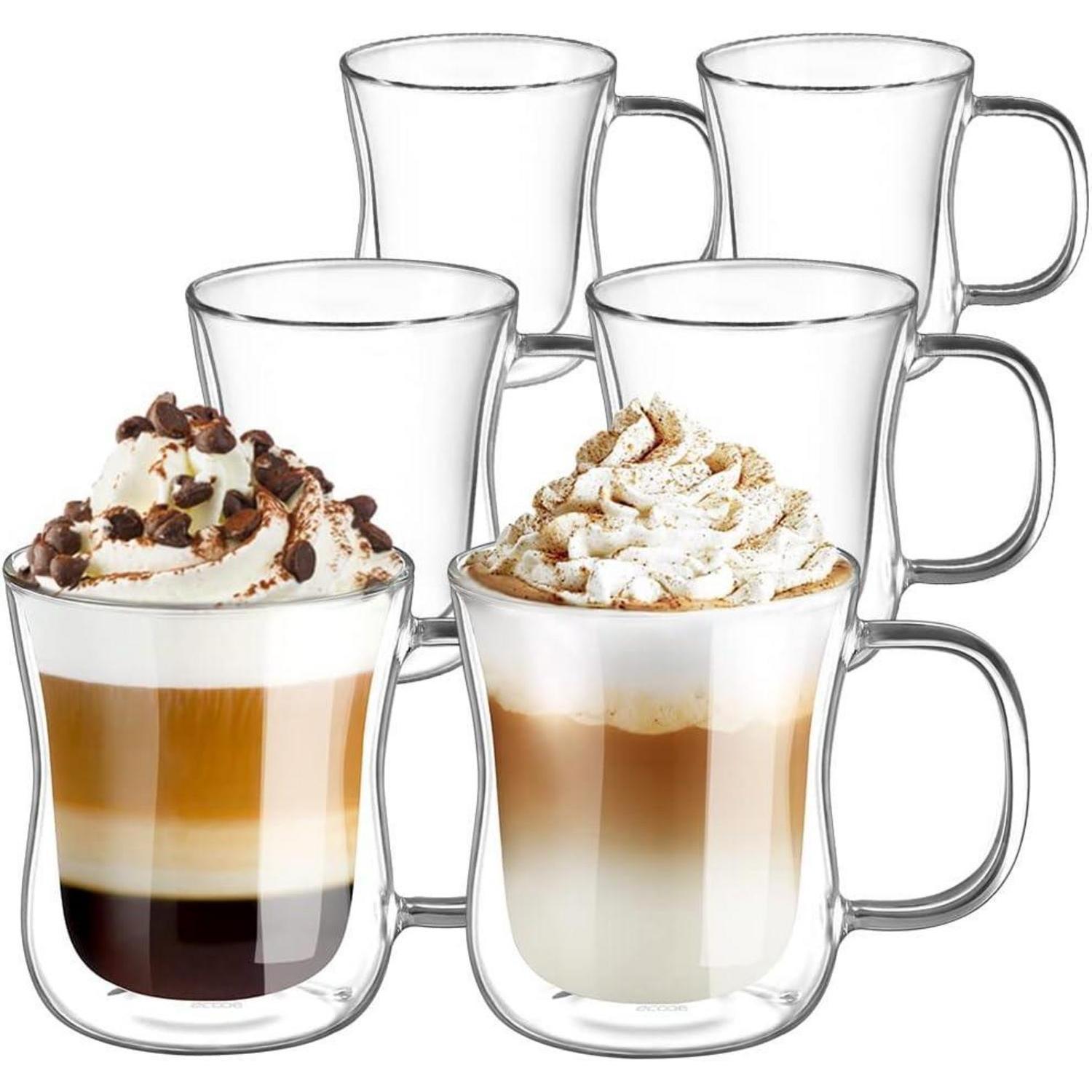 6er Set Doppelwandige Latte Macchiato Gläser 350ml Borosilikatglas