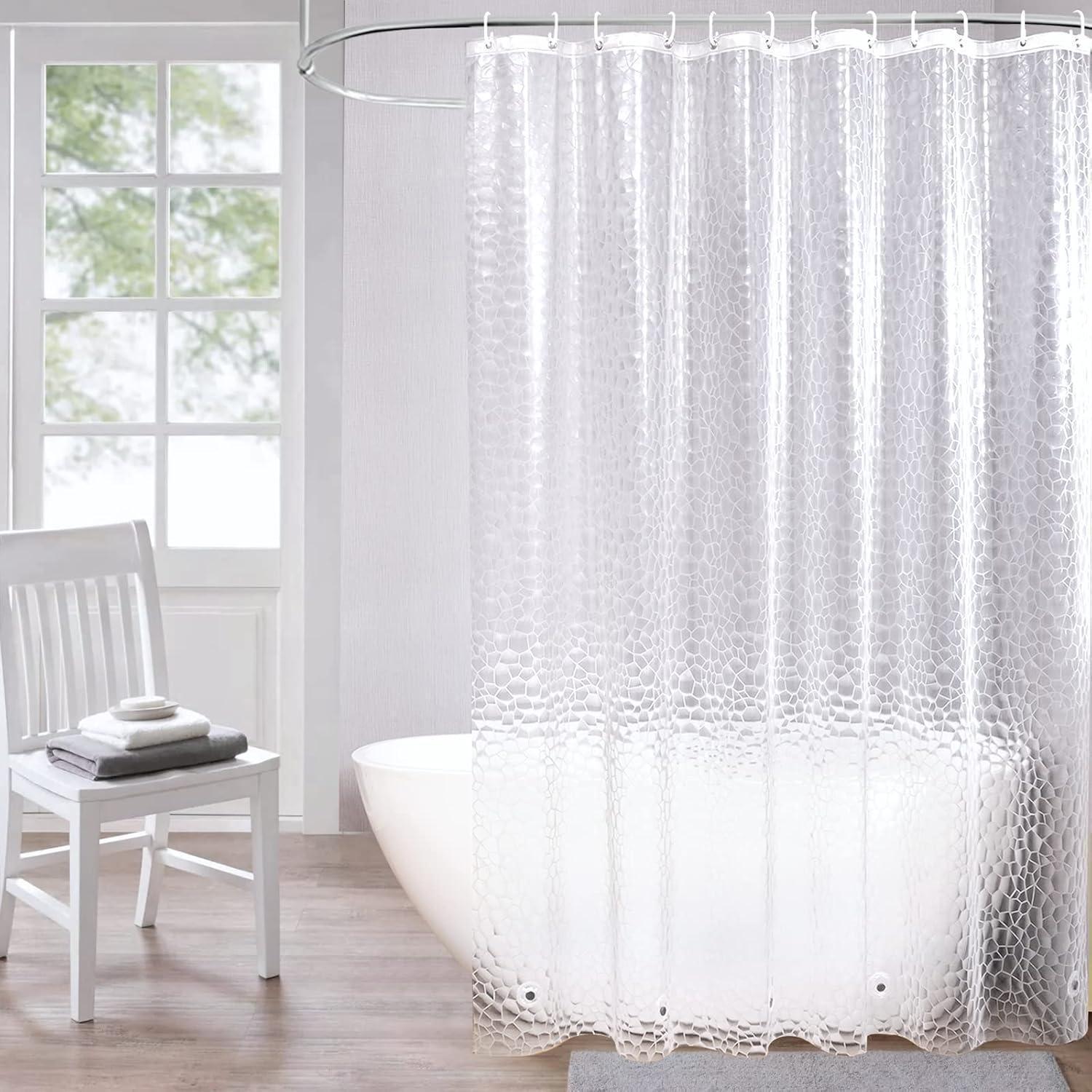 Duschvorhang Transparent 180x180cm Magnete Wasserdicht 3d Muster 12 Ringe