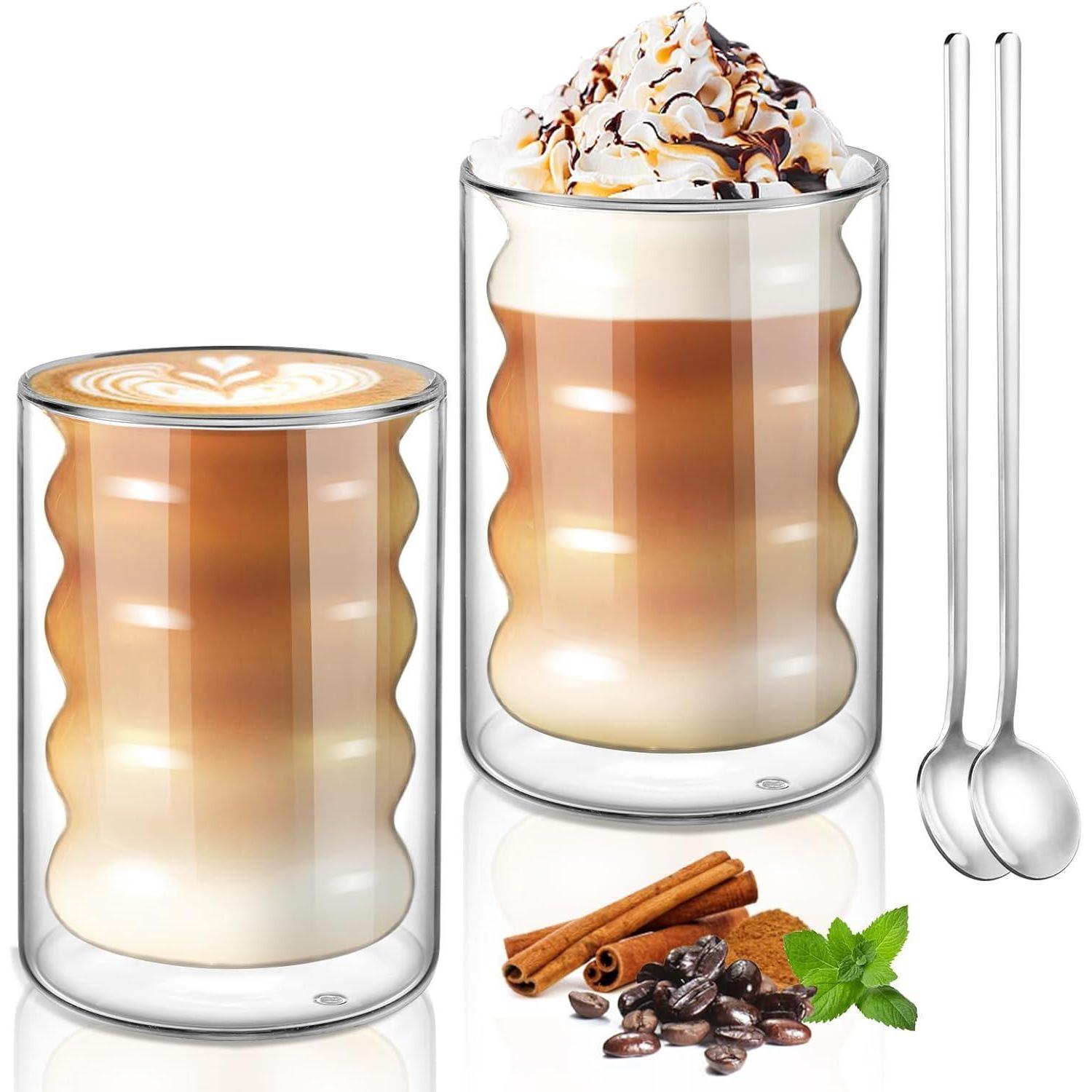 Ecooe 350ml Doppelwandige Kaffeegläser Latte Macchiato 2er Set