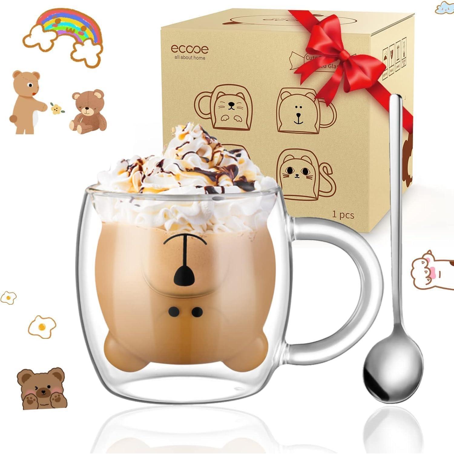 Doppelwandige Bär Gläser 280ml Kaffeeglas Teegläser Geschenke Kinder