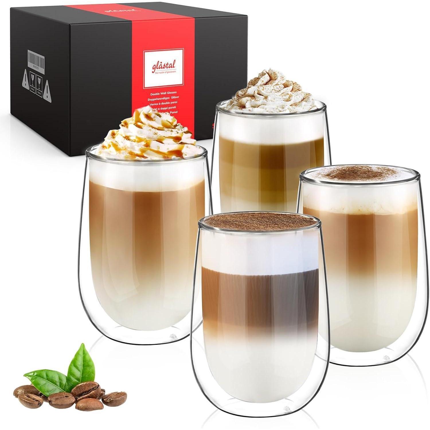 Doppelwandige Latte Macchiato Gläser 350ml 4er Set Borosilikatglas Kaffeetassen