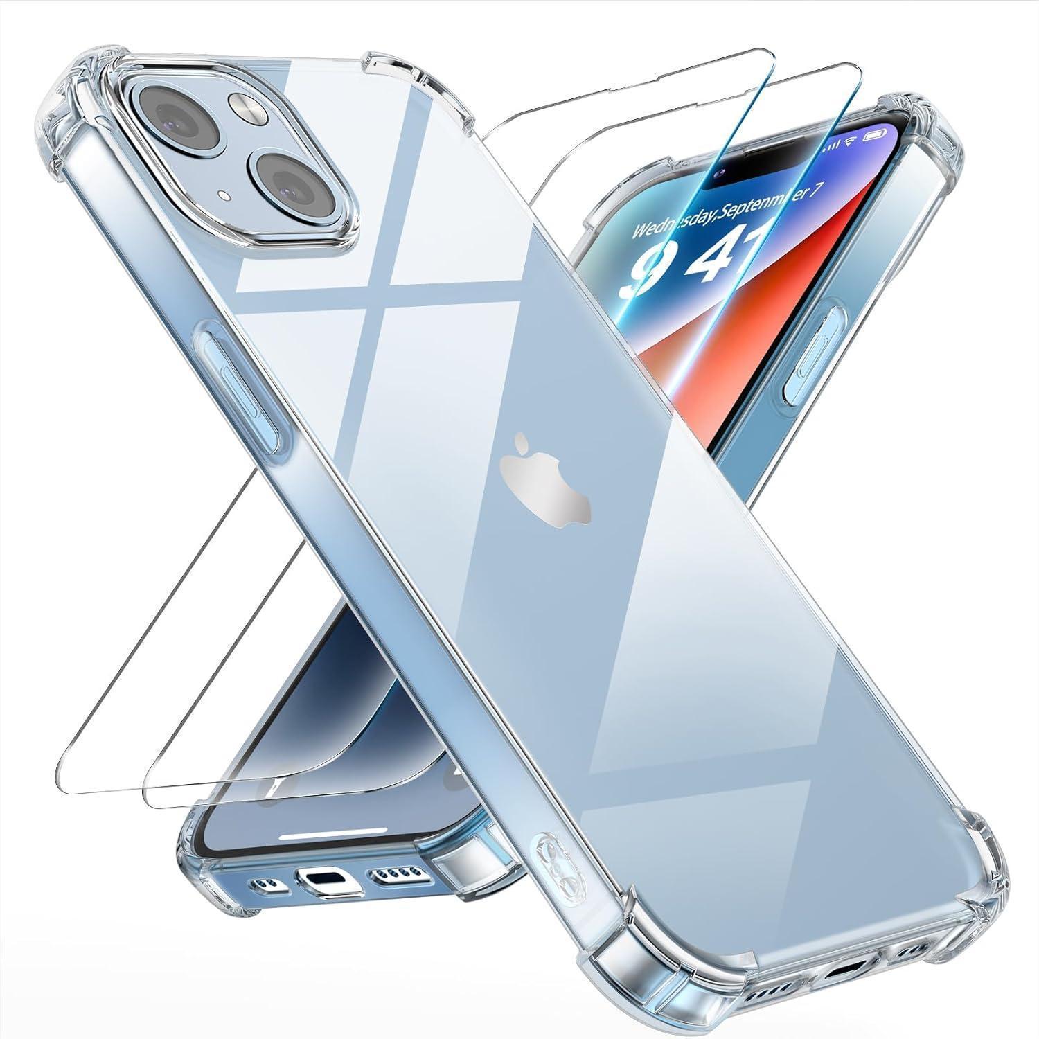Handyhülle Panzerglas Tpu Stoßfest Antikratzer Iphone 14 Transparent