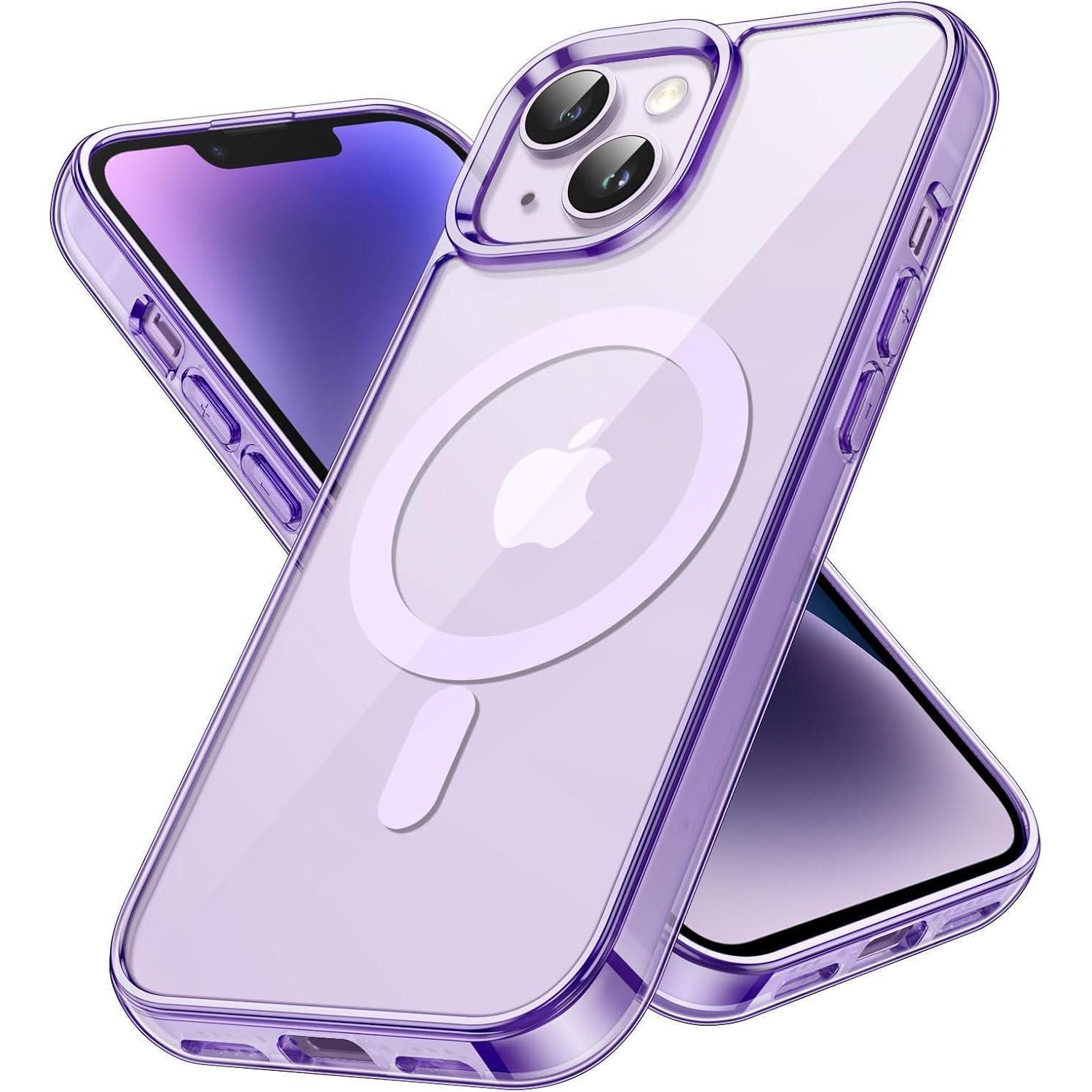 Handyhülle Iphone 14 Magsafe Transparent Stoßfest Dunkellila
