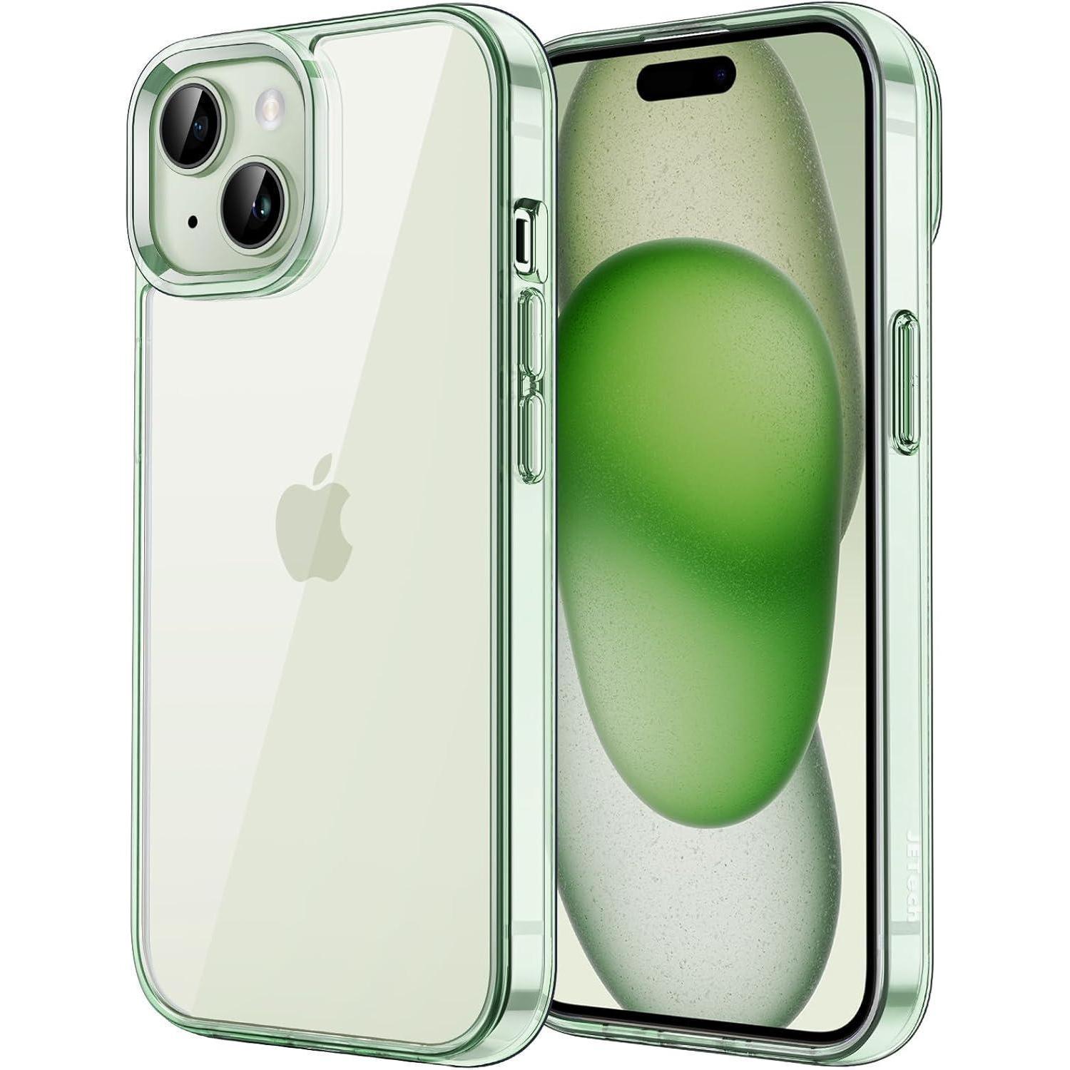 Handyhülle Iphone 15 Stoßfest Transparent Nie Vergilbung Grün
