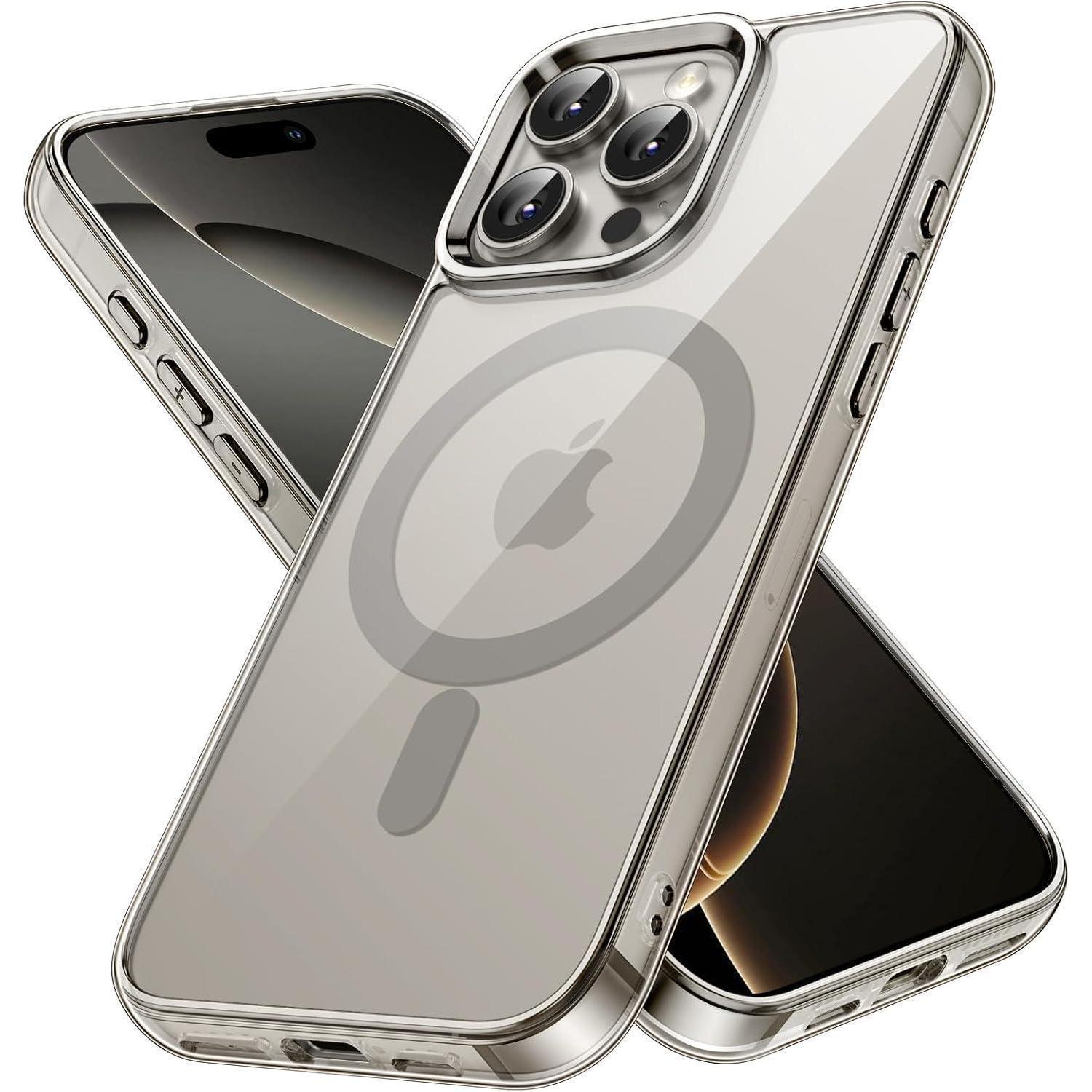Handyhülle Iphone 16 Pro Magsafe Stoßfest Transparent Titan Natur