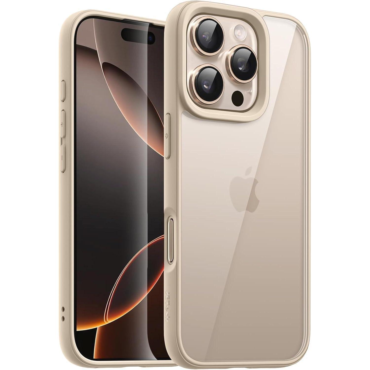 Handyhülle Iphone 16 Pro Stoßfest Tpu Transparent Titan Wüstensand
