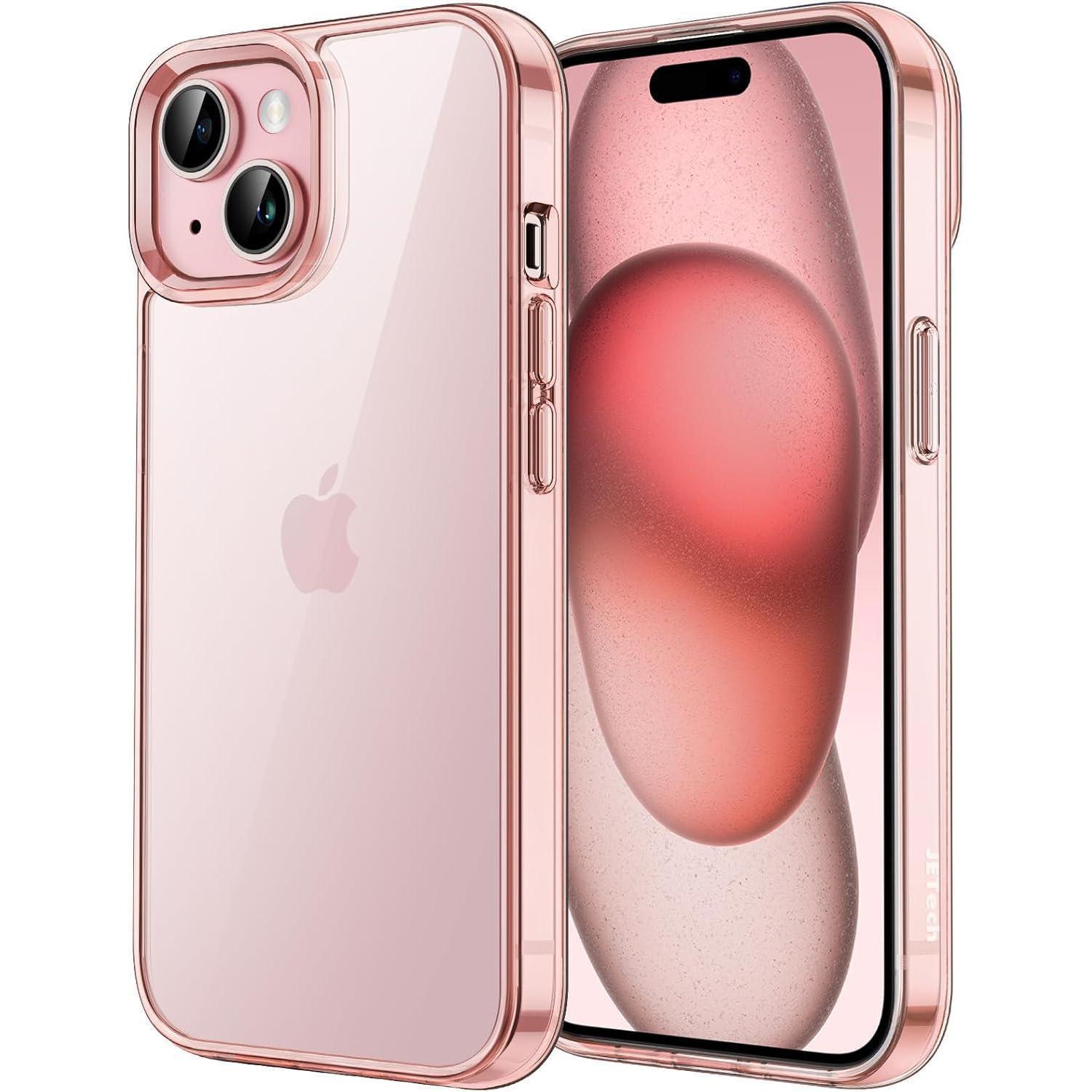 Hülle Iphone 15 Stoßfest Transparent Anti Kratzt Vergilbung Rosa