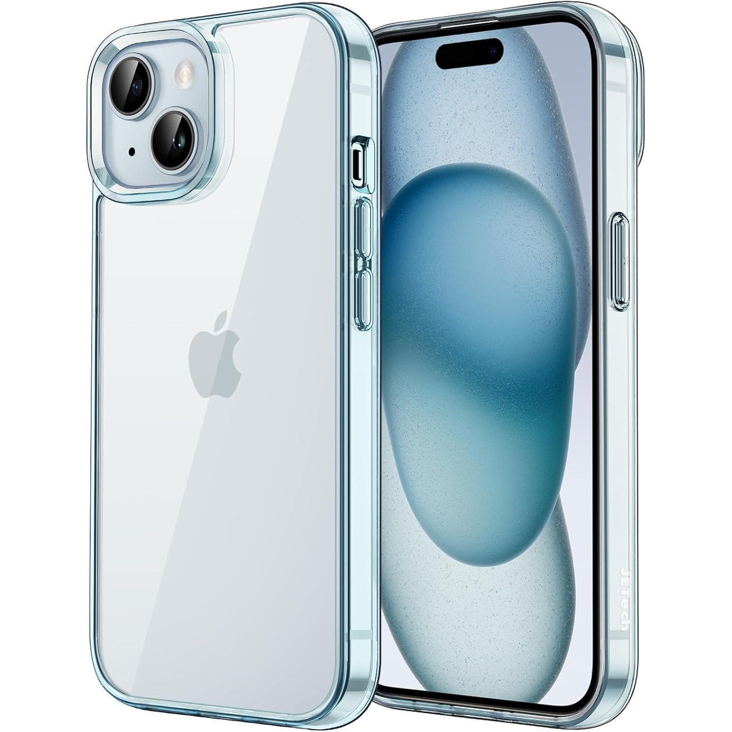 Hülle Iphone 15 6 1 Zoll Stoßfest Transparent Vergilbung Blau