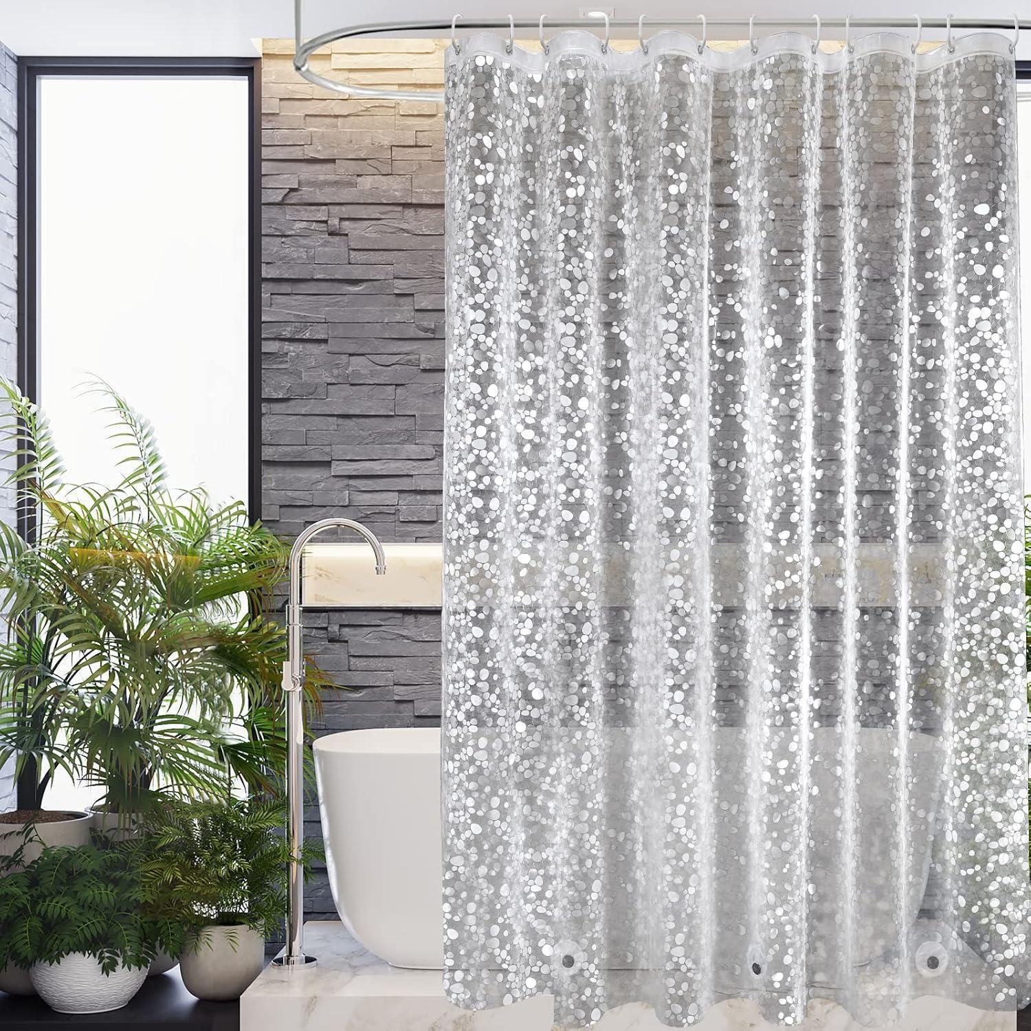 Duschvorhang 180x190 Cm Wasserdicht Transparent Mit Magnet & 12 Ringe