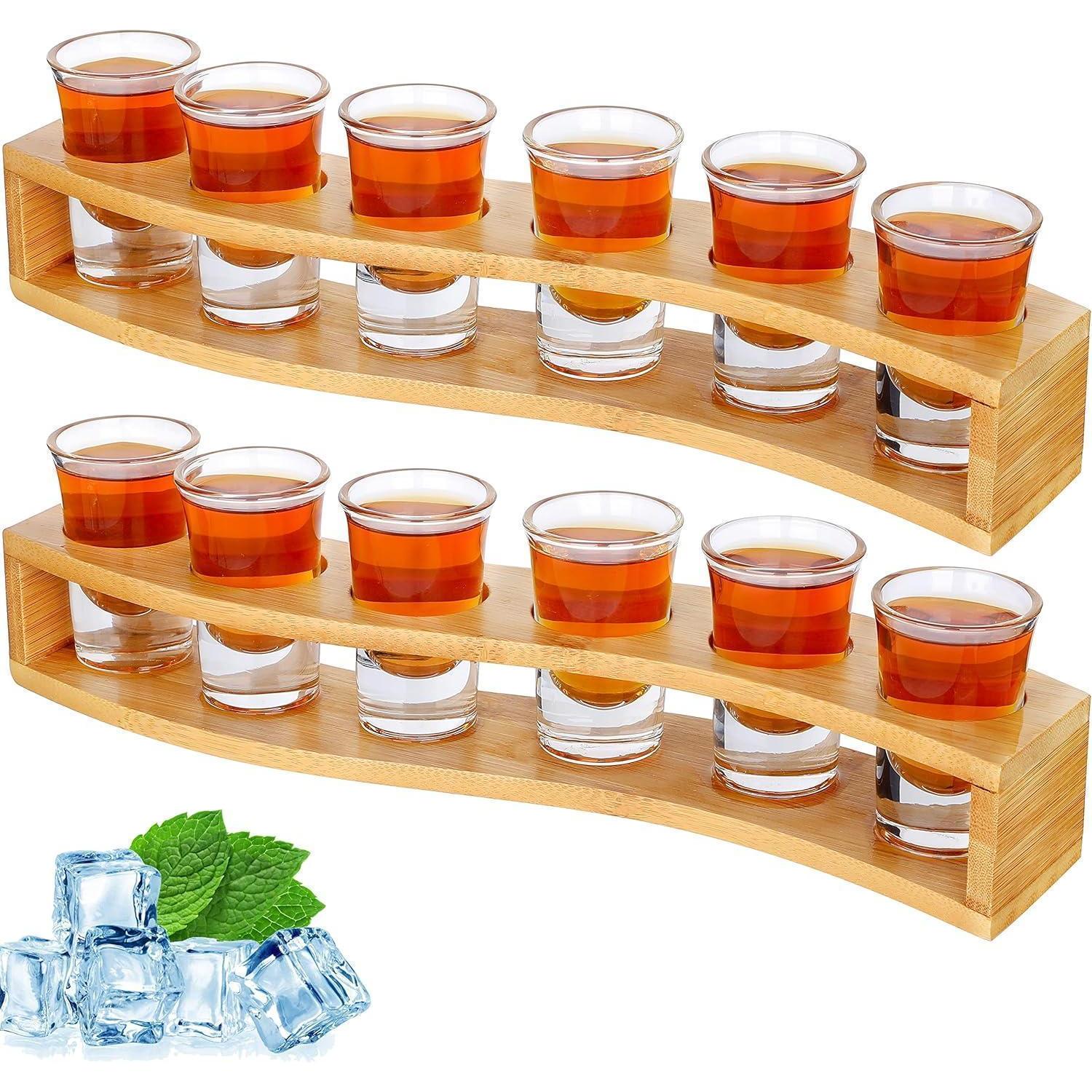 Schnapsgläser 12er Set 30ml Kristall Halter Tablett Transparent