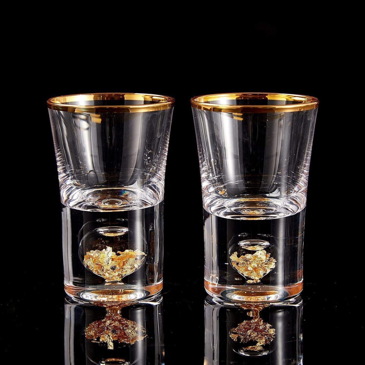 Schnapsgläser 4cl Kristallglas Blattgold 24karätig Schnapsgläser 2 Pcs