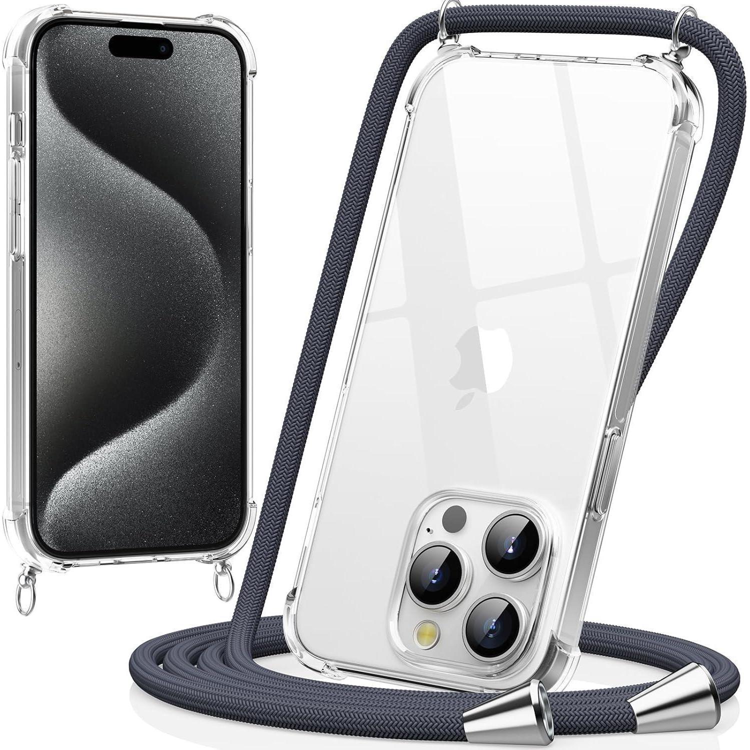 Handykette Für Iphone 15 Pro 6,1 Zoll Transparente Necklace Hülle Mit Band