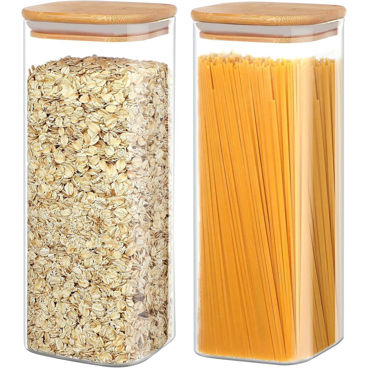 Vorratsdosen 2200ml Glas Bambusdeckel Müsli Nudeln Reis 2 Pack 2200ml