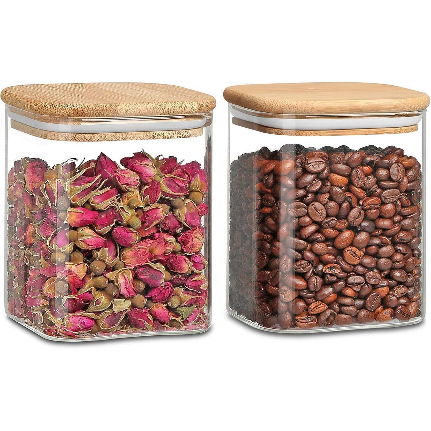 Vorratsgläser Bambusdeckel Luftdicht 800ml Nudeln Kaffee 2 Pack 800ml