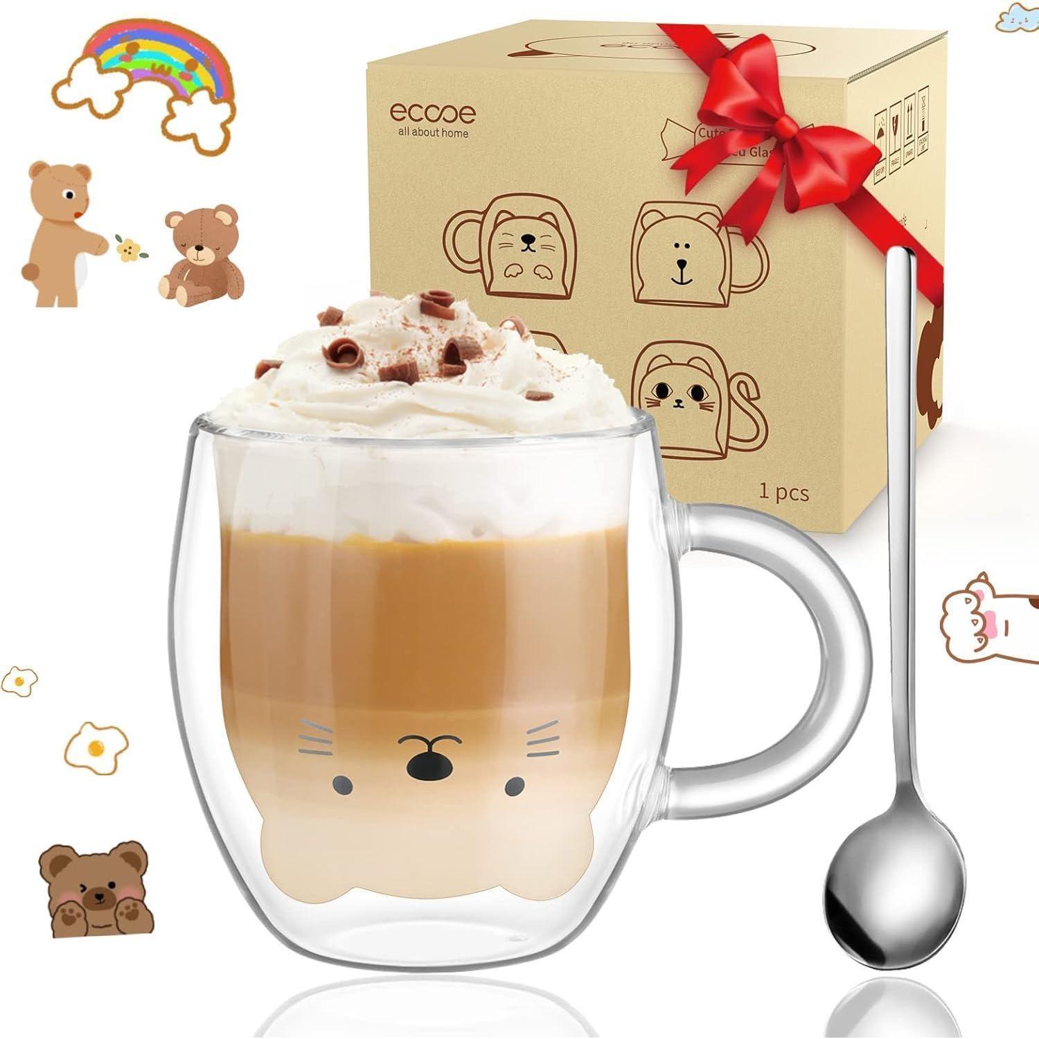 Doppelwandige Katze Gläser 290ml Latte Macchiato Cappuccino Tassen Teegläser