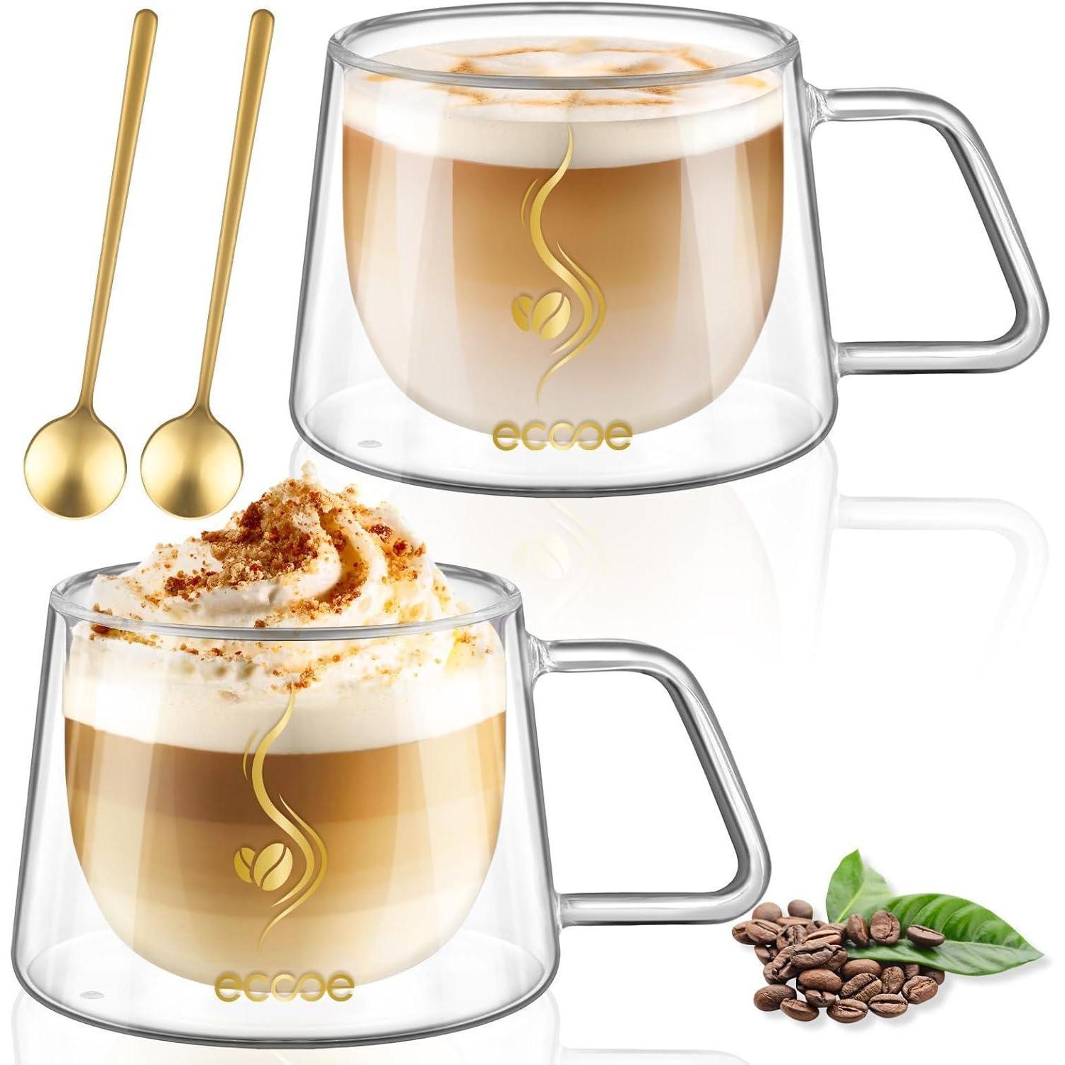Doppelwandige Kaffeegläser 350ml 2er Set Borosilikatglas Macchiato Latte