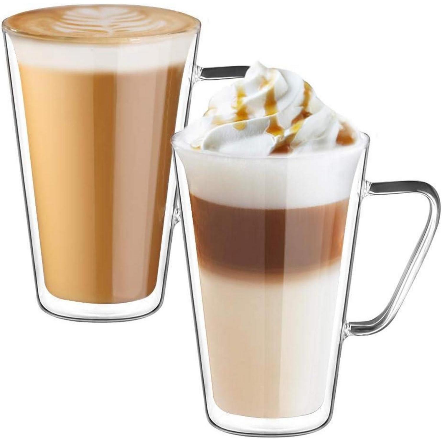 Doppelwandige Latte Macchiato Gläser Set 450ml Borosilikatglas 2er Set