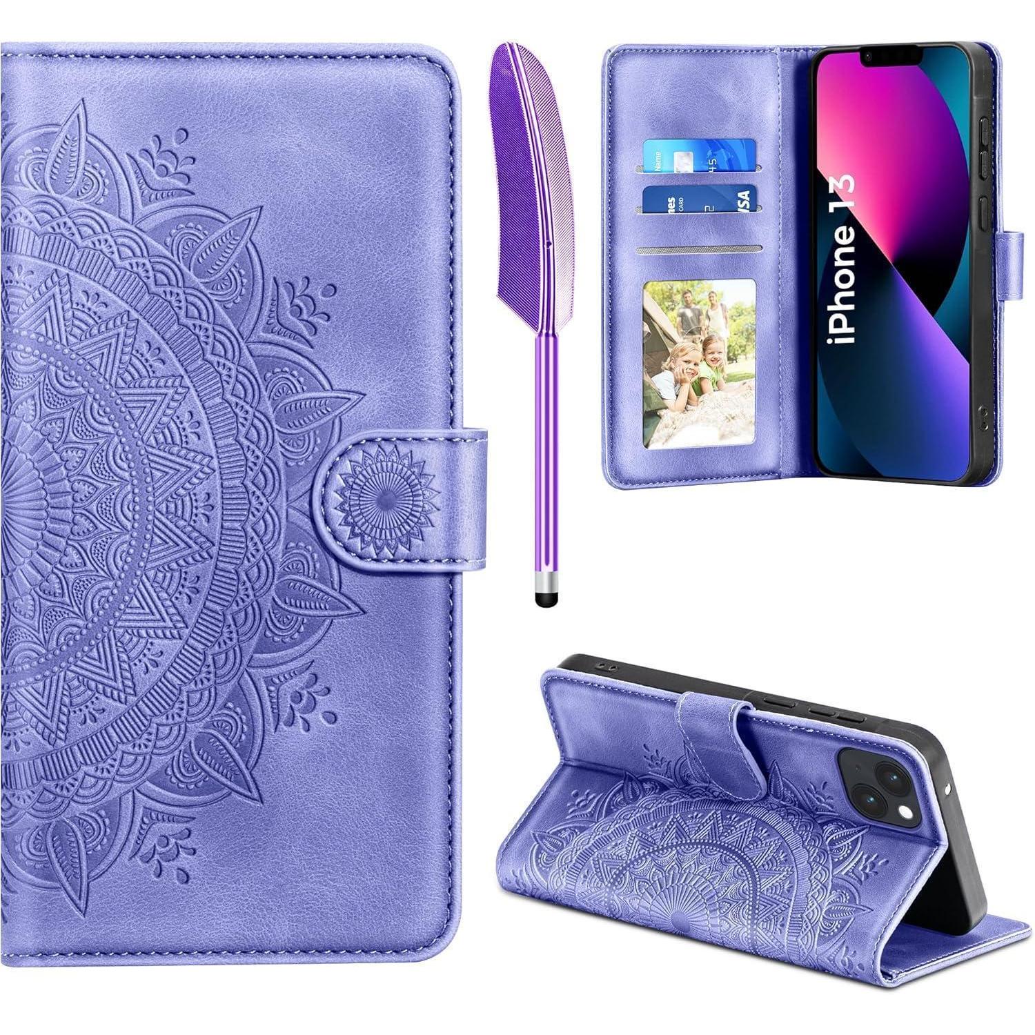 Easdnb Iphone 13 Lederhülle Handyhülle Flip Wallet Schutzhülle Kartenfach Magnet
