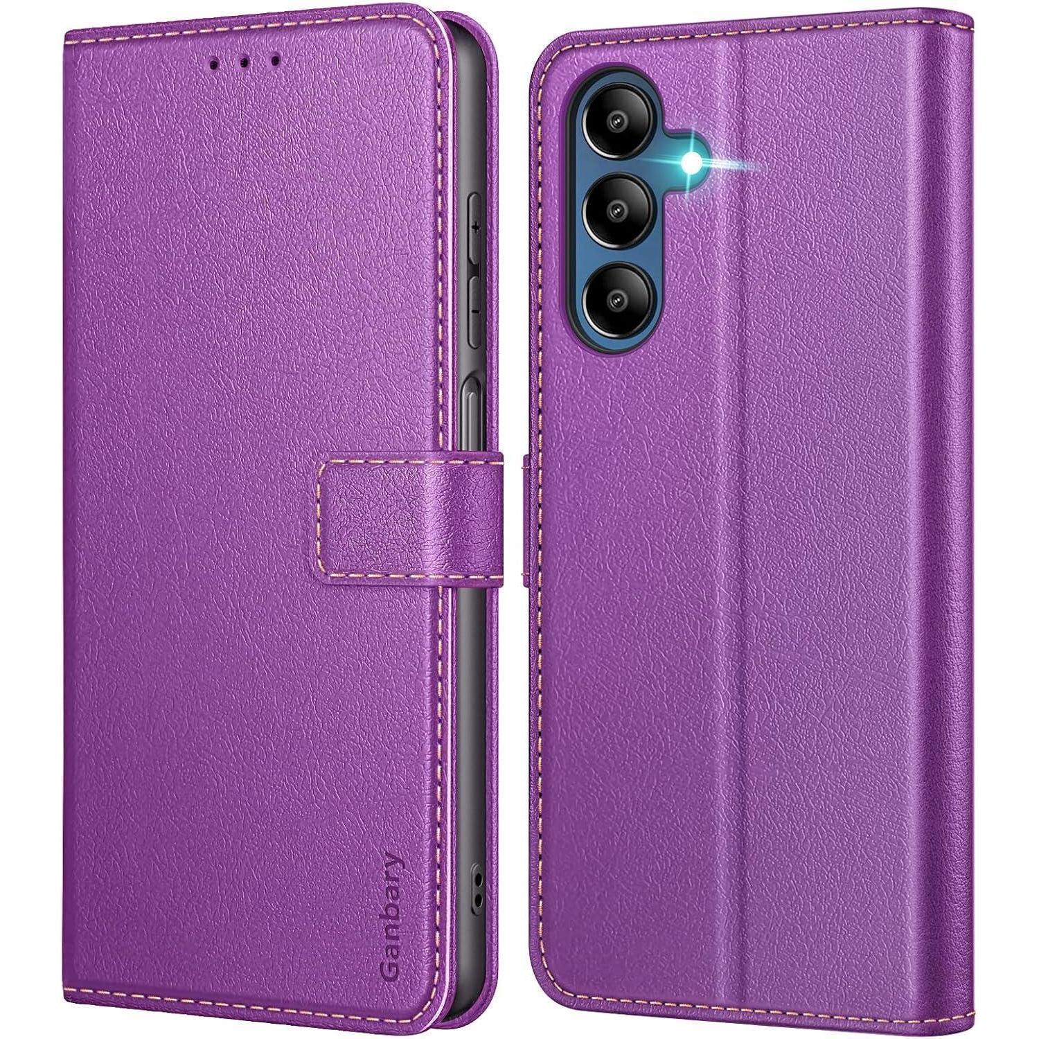 Samsung Galaxy A15 / A15 5g Handyhülle Leder Klapphülle Violett