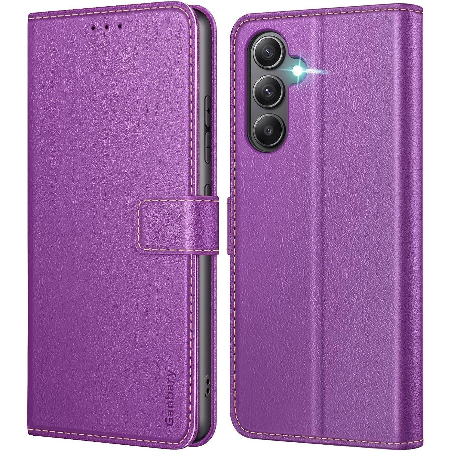 Ganbary Samsung Galaxy A34 5g Handyhülle Leder Violett Standfunktion