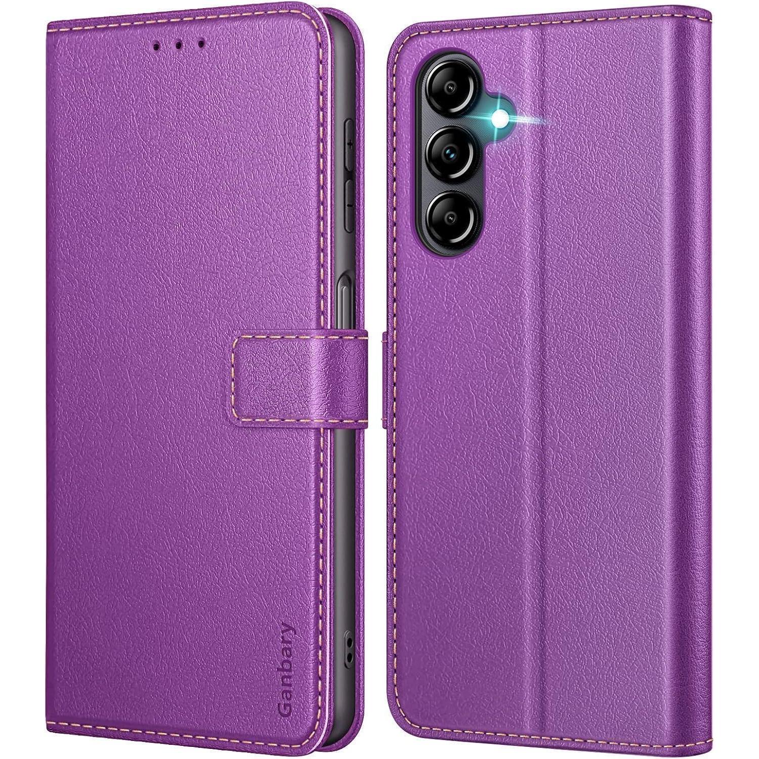 Premium Leder Handyhülle Samsung Galaxy A14 4g/5g Violett