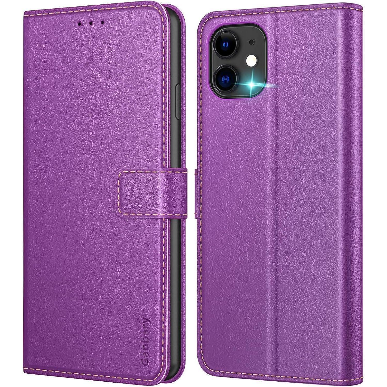 Ganbary Iphone 11 Handyhülle Leder Klapphülle Kartenschlitzen Magnetverschluss