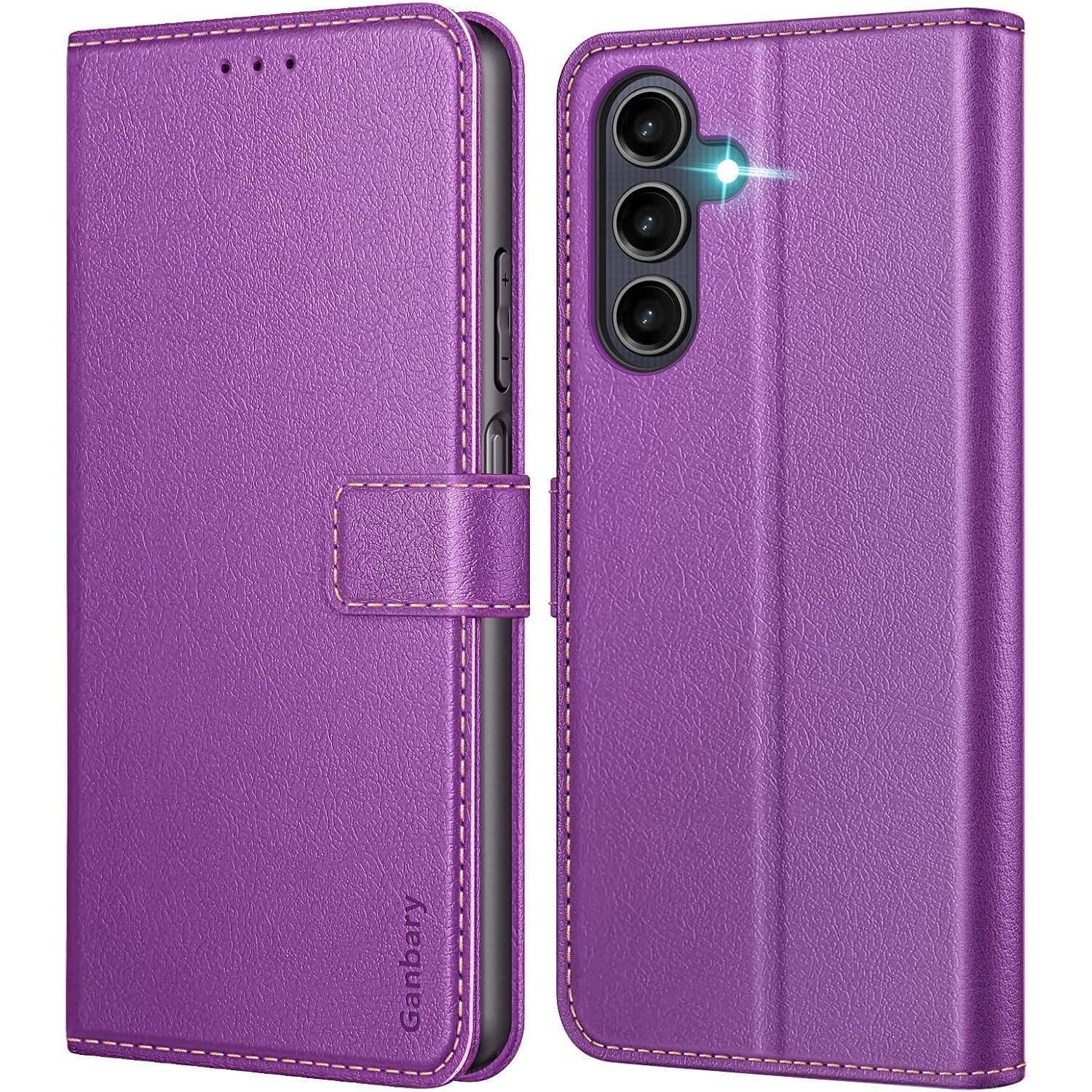 Samsung Galaxy A25 5g Handyhülle Leder Klappbar Violett Magnet Standfunktion