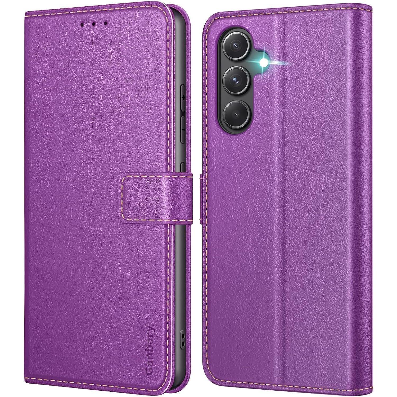 Samsung Galaxy A54 5g Handyhülle Leder Klapphülle Violett Standfunktion