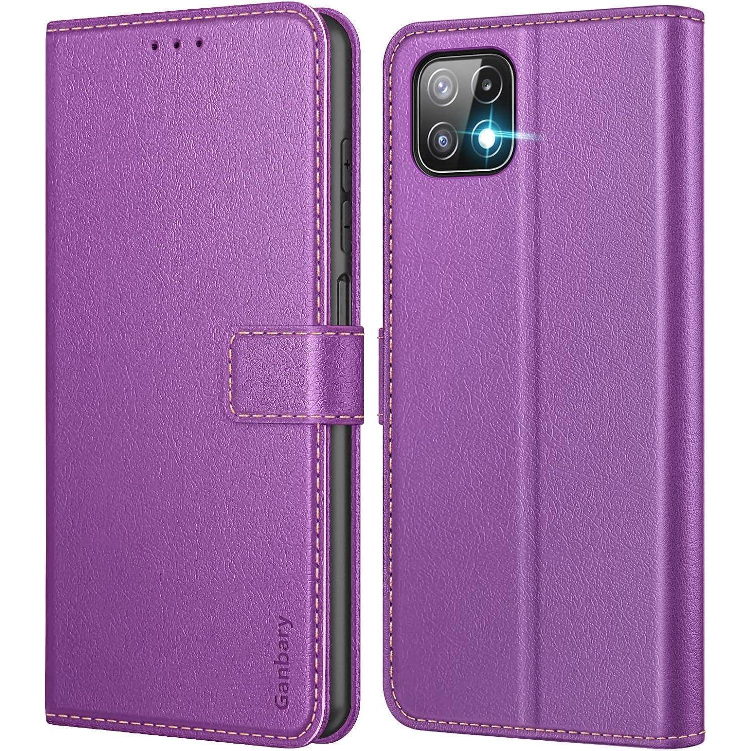 Handyhülle Samsung Galaxy A22 5g Leder Flipcase Violett Magnetverschluss