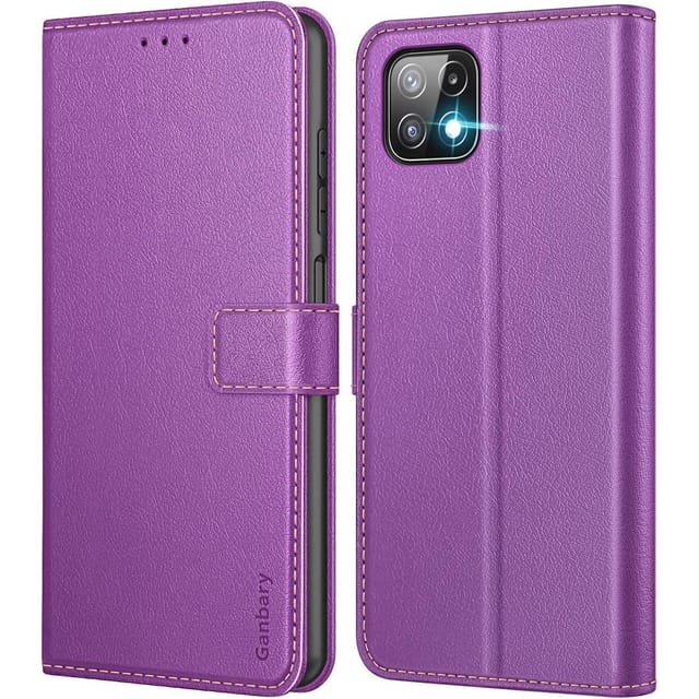 Handyhülle Samsung Galaxy A22 5g Leder Flipcase Violett Magnetverschluss
