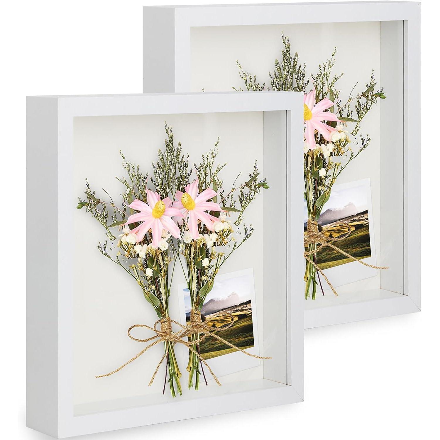 3d Bilderrahmen Objektrahmen Echtglas Tischplatte Weiß 2er 28x35 Cm