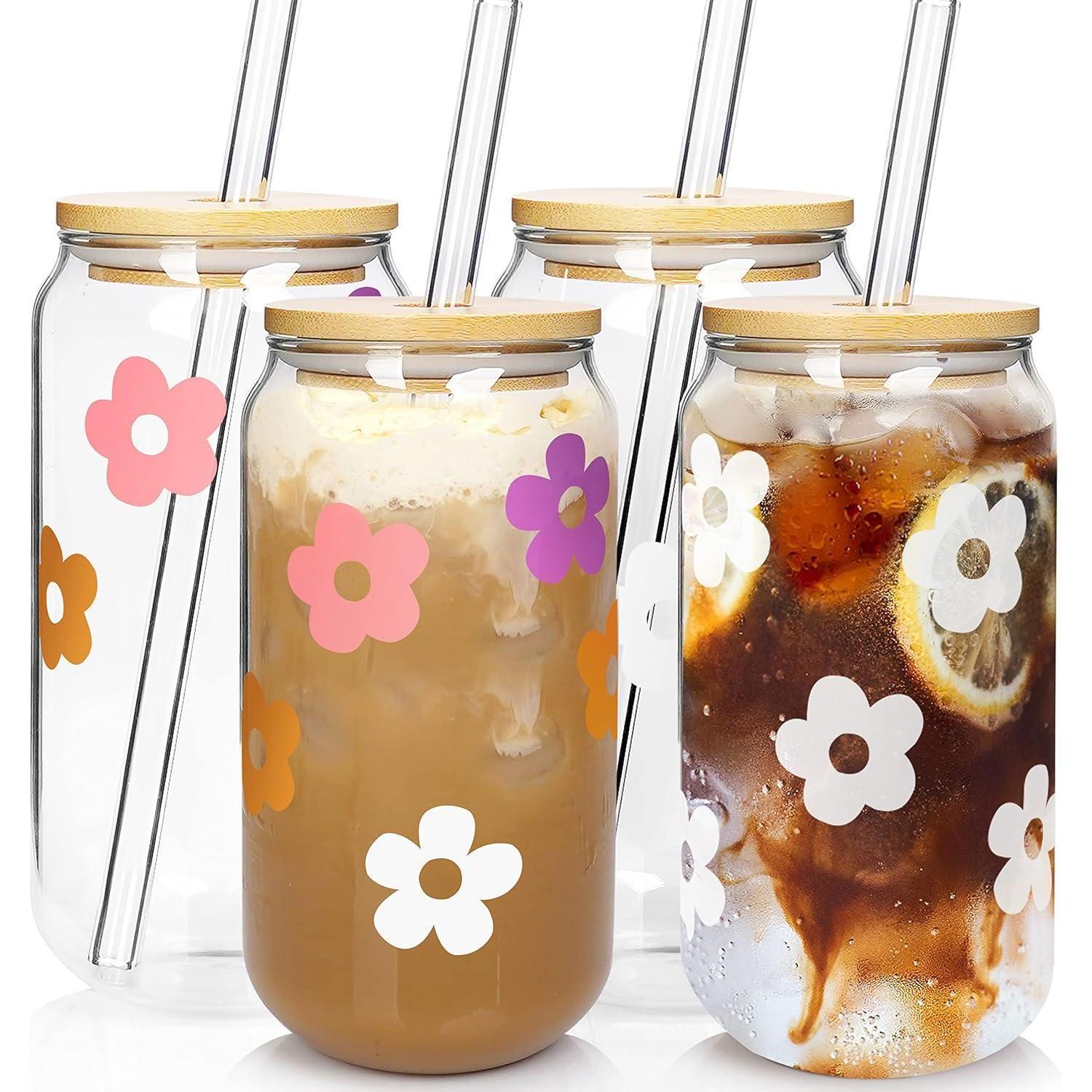 Bierdosenglas 590ml Deckel Strohhalm Trinkglas Tumbler Weiß 4