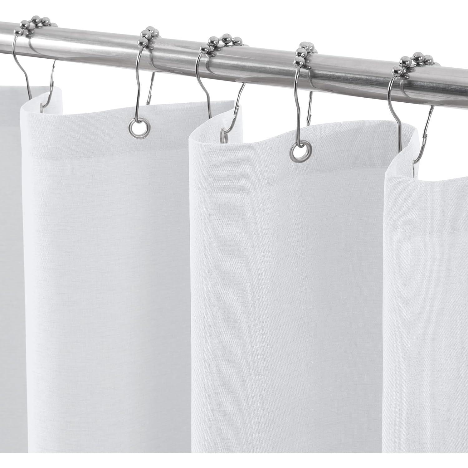Duschvorhang Duschvorhangringe Leinen Weiß H182 X B122 Cm 1er Pack