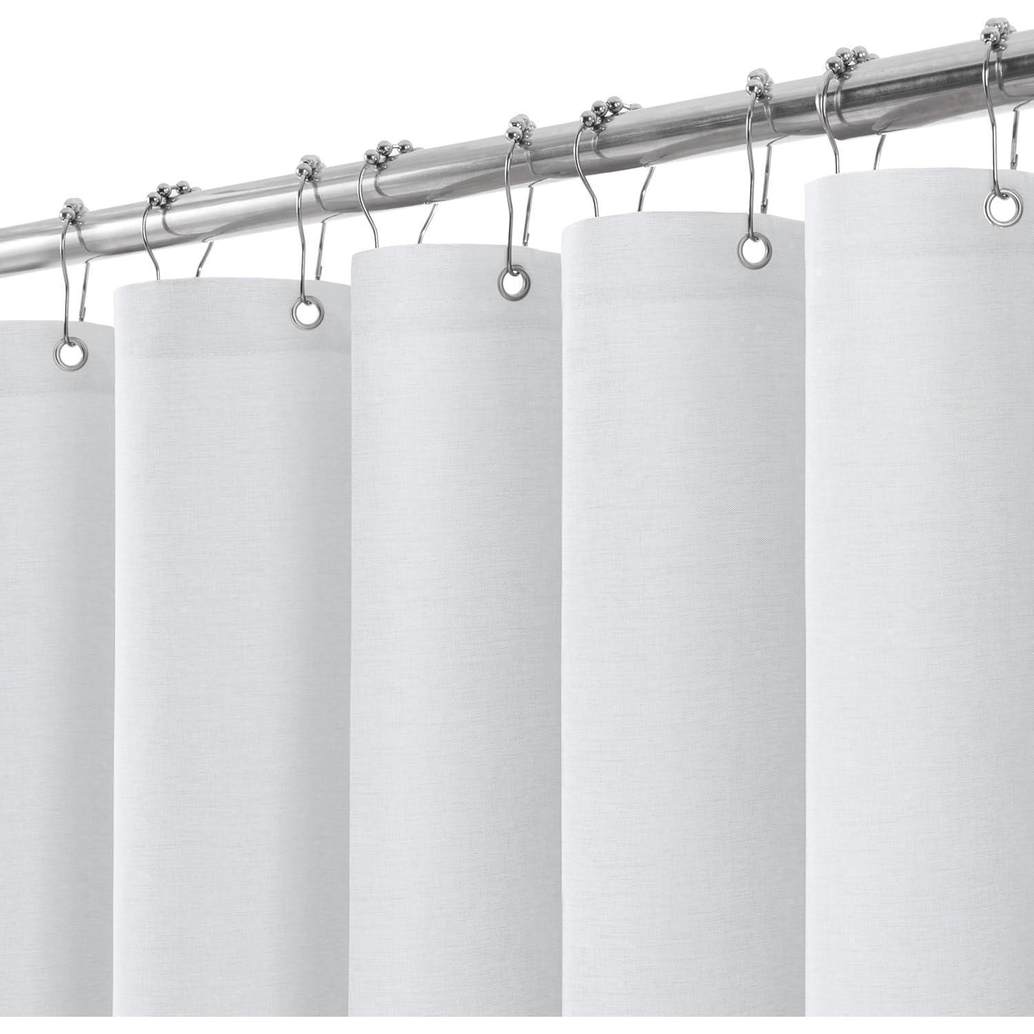 Duschvorhang Metallringe Stoff Leinen Weiß H182 X B152 Cm 1er Pack