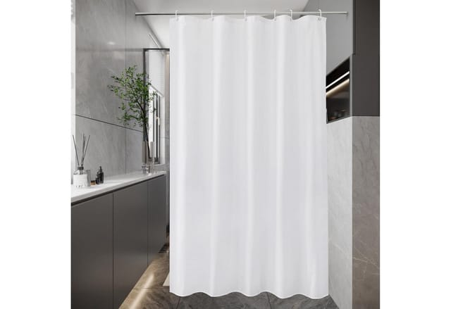 Duschvorhang Weiß Textil Stoff 100x200 Antischimmel Wasserdicht Mit 6 Ringen